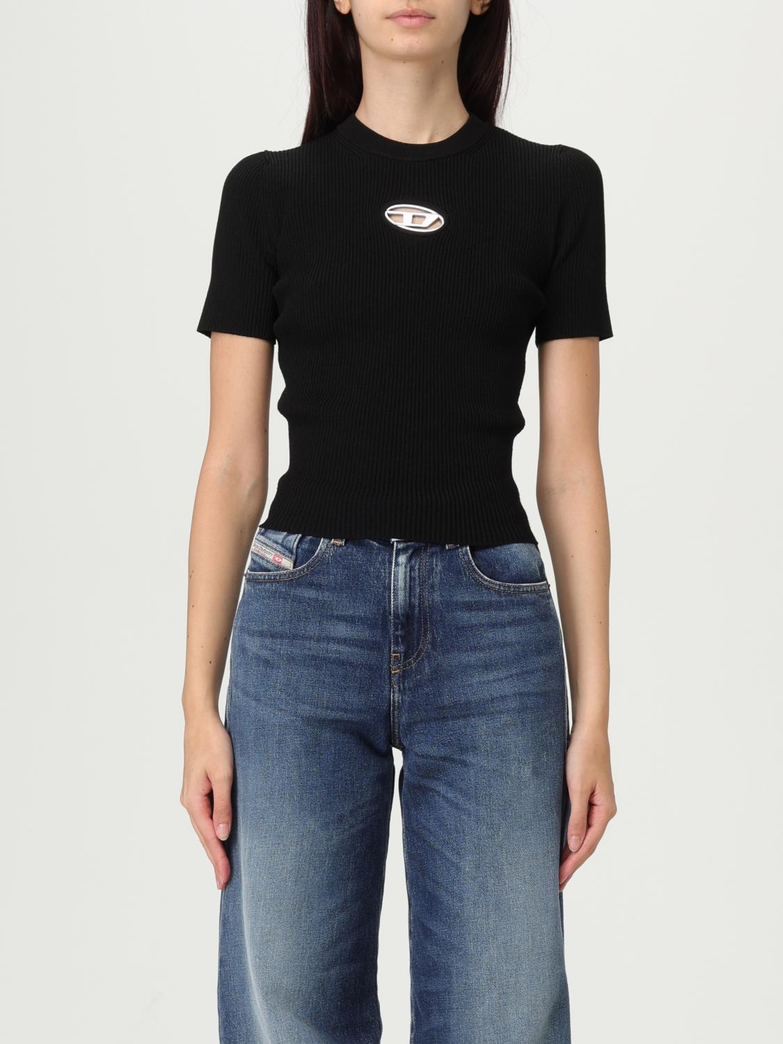 Diesel Women T-uncutie-long-od-q1 Slim T-shirt In Black Organic Jersey In Black