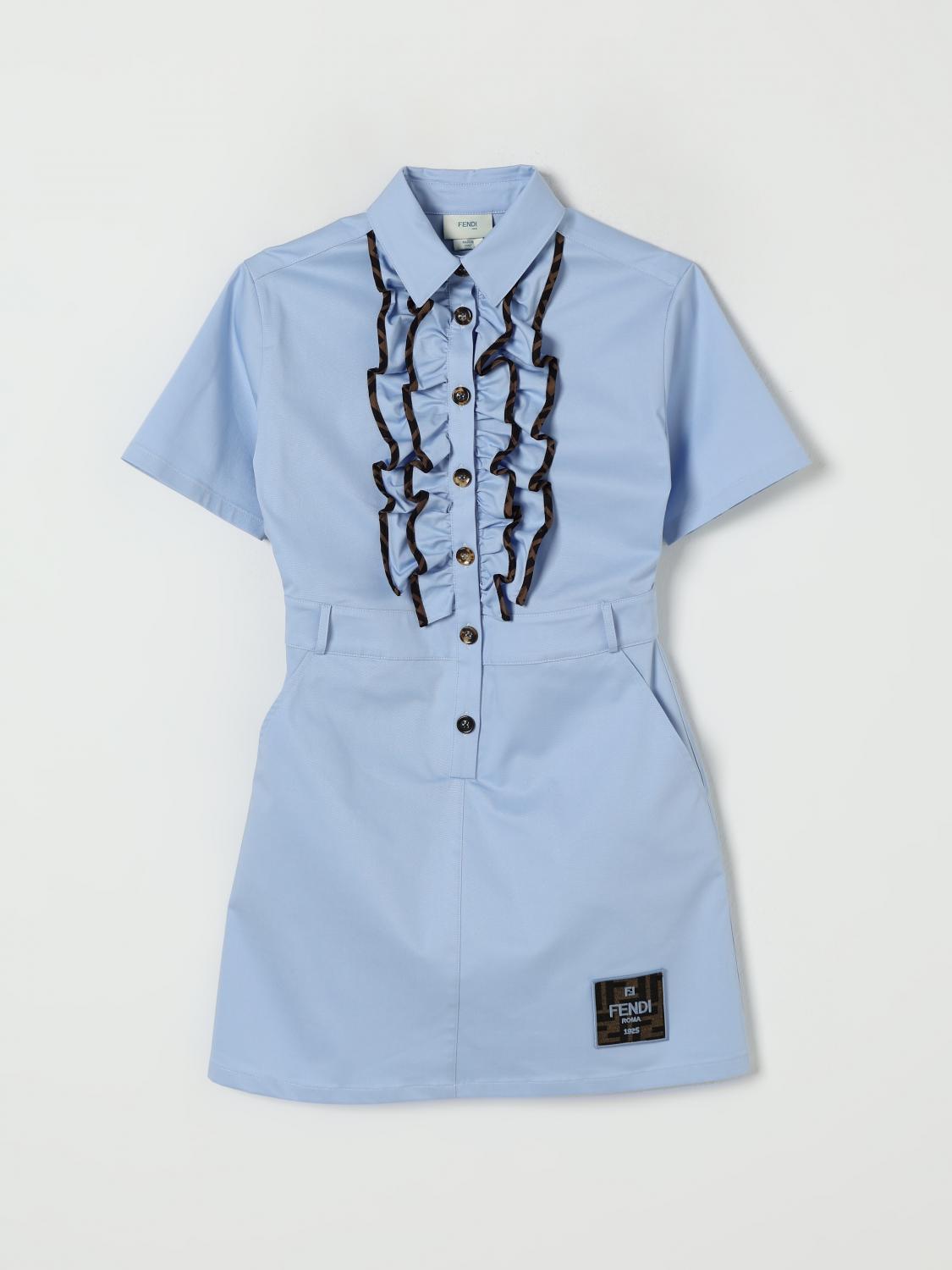 FENDI Abito in cotone con rouches FF
