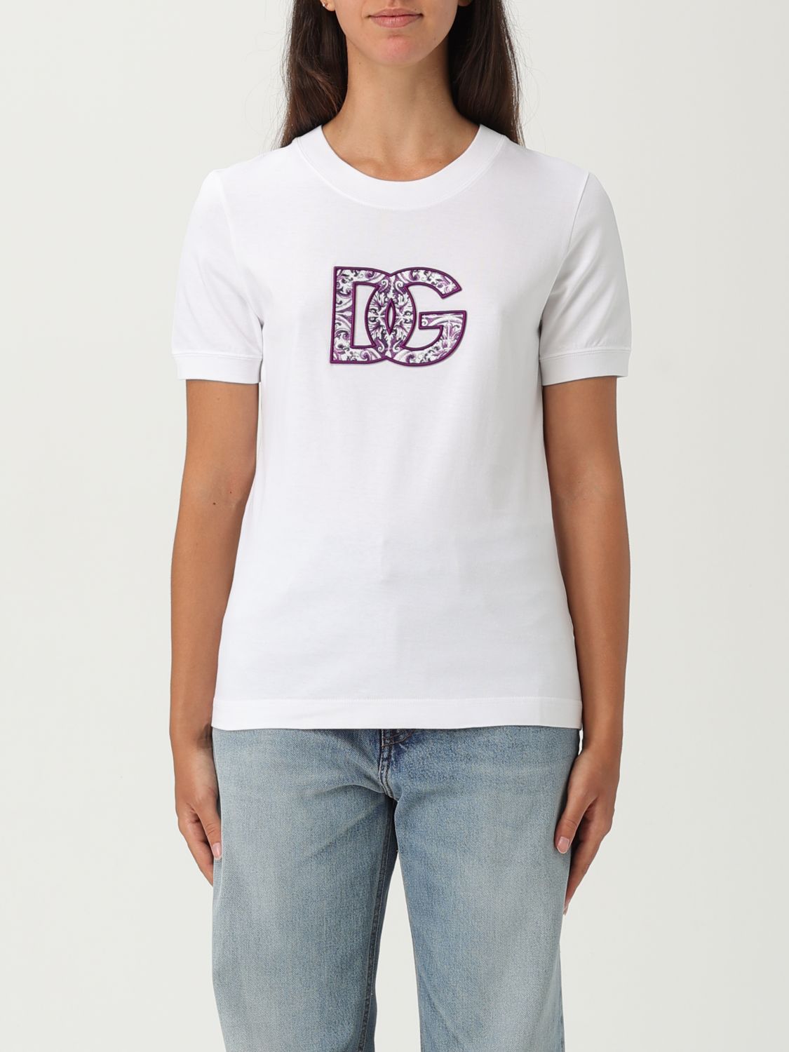 Dolce & Gabbana Jersey T-shirt With Lace Inlay In White