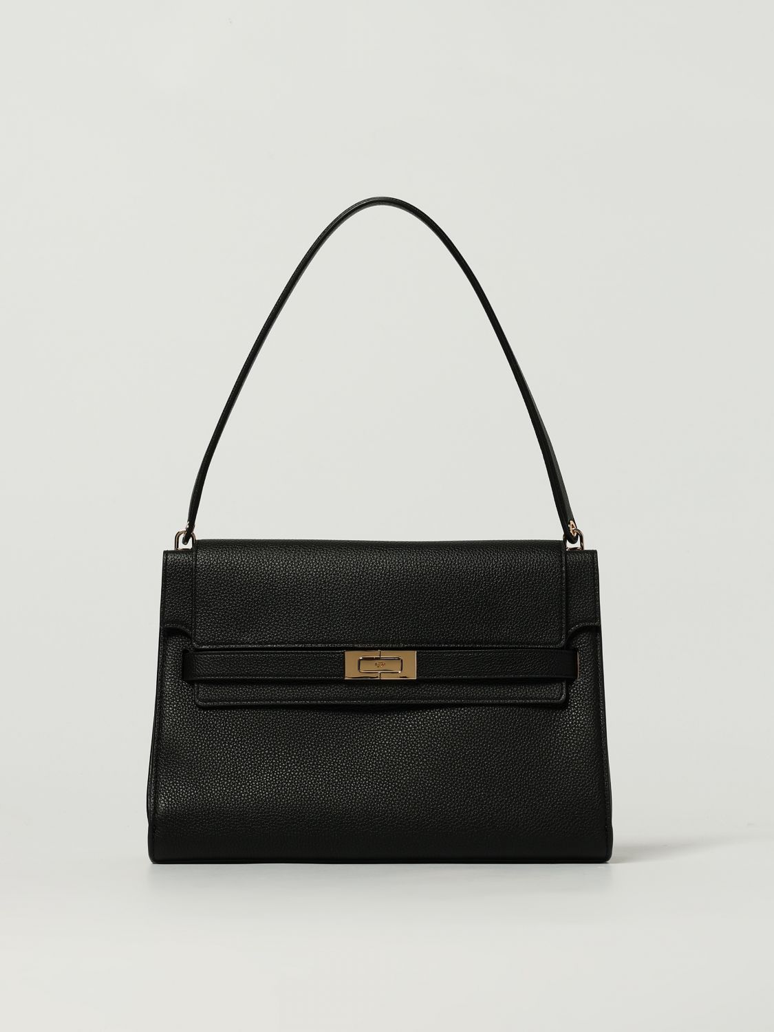 Tory Burch Leather Rectangular Top Handle Shoulder Bag In Black
