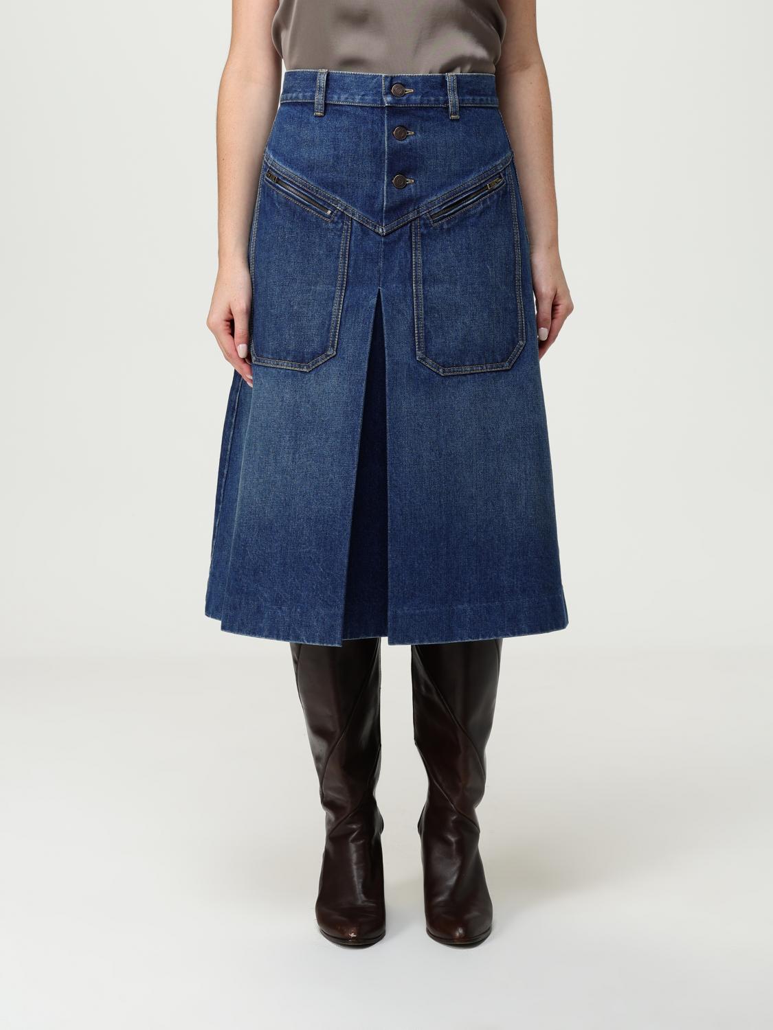 Chloé Knee-length Skirt In Washed Blue Denim Women In Blue