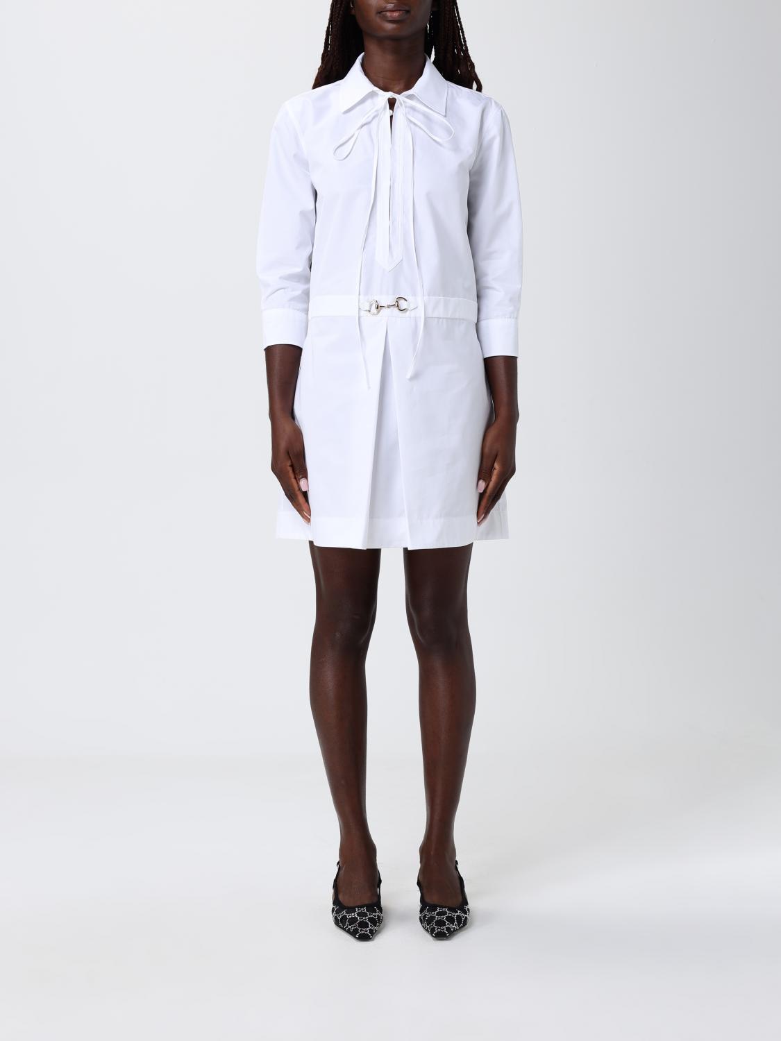 GUCCI Abito chemisier in cotone con morsetto