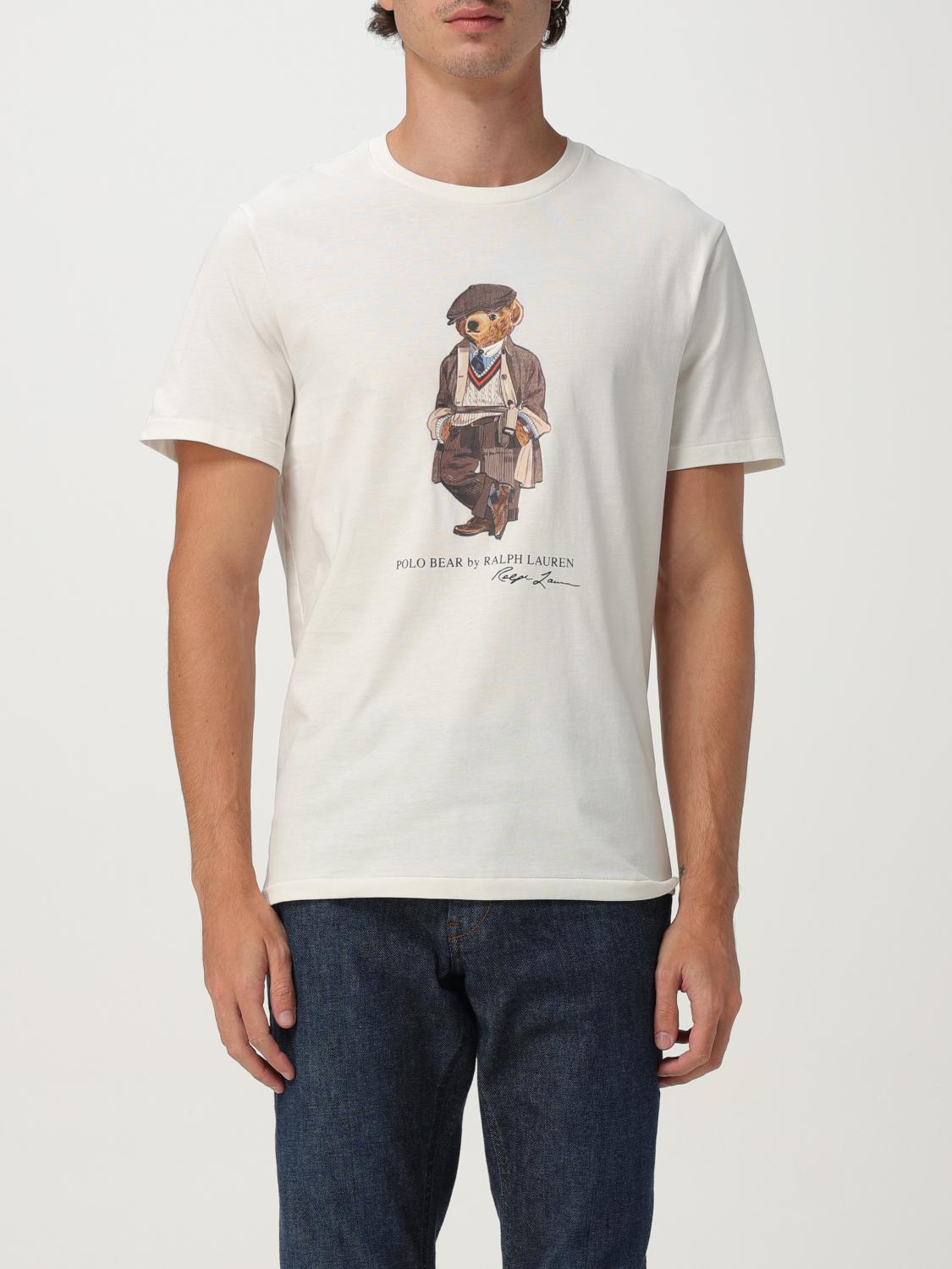 Polo Ralph Lauren White Polo Bear Custom Slim-fit T-shirt In Gold