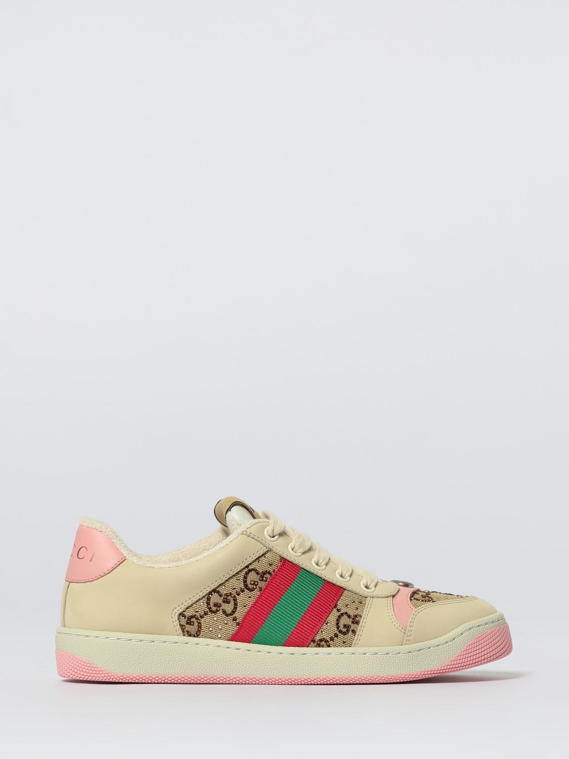 Gucci Screener Leather Sneakers In Pink