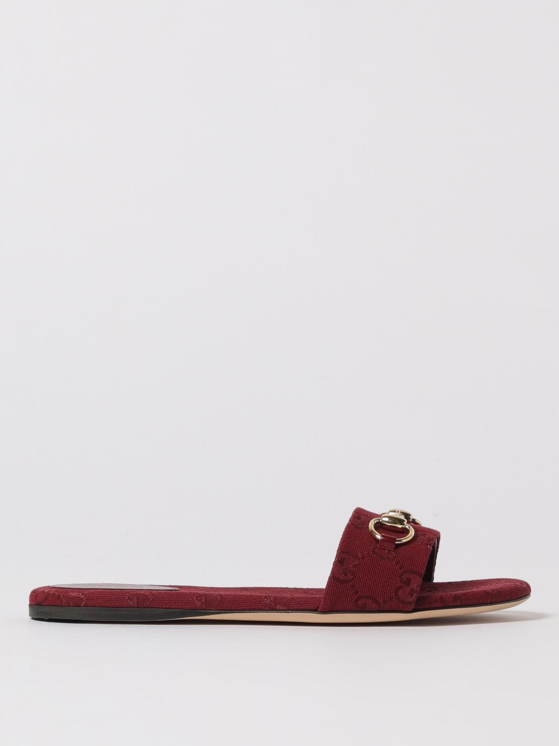 Gucci Flache Sandalen Damen Farbe Burgunderrot In Burgundy