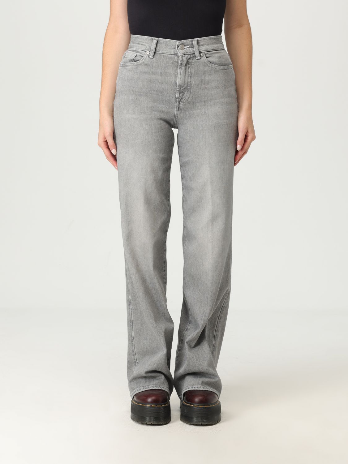 7 For All Mankind Pants Woman Color Grey In Gray