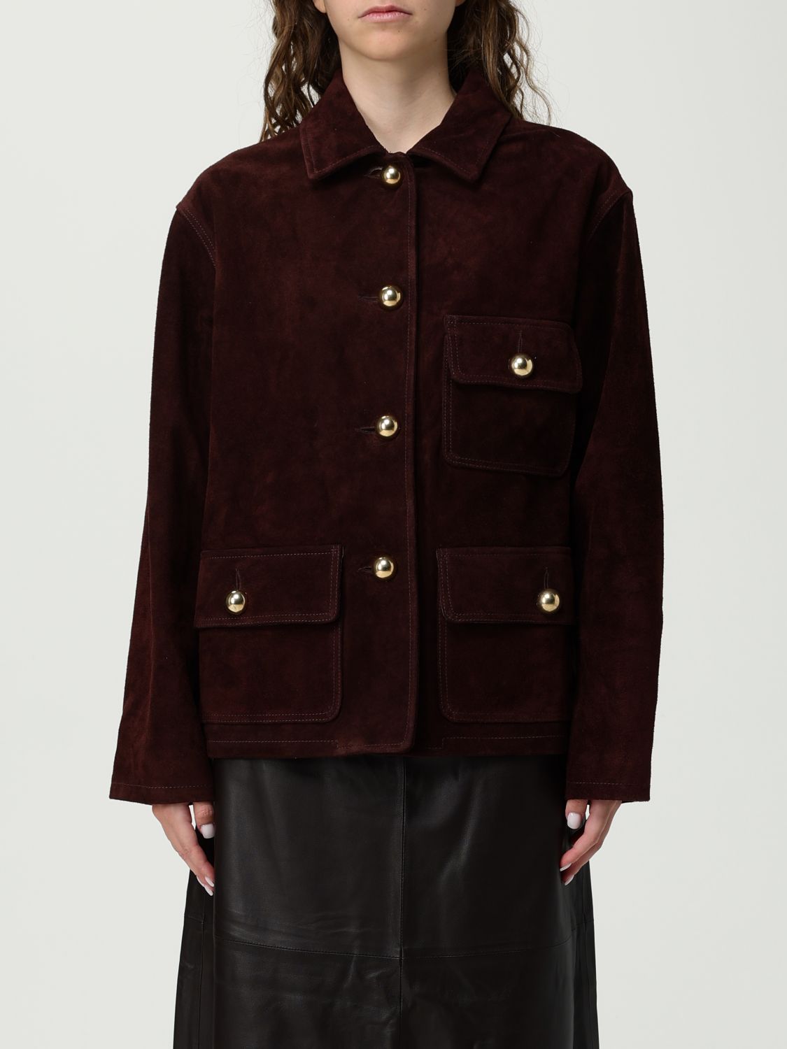 Arma Gold-button Flap-pocket Jacket In Brown