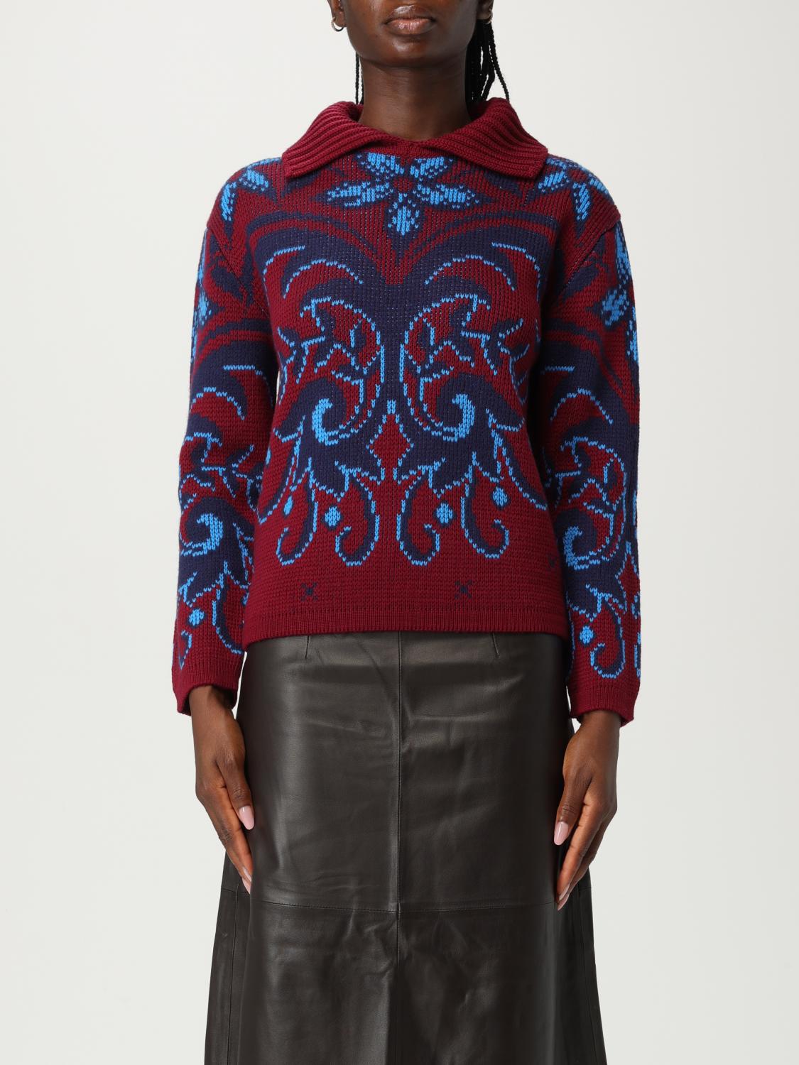 Etro Chunky Knitwer With Shawl Collar Knitwear Multicolor In Burgundy