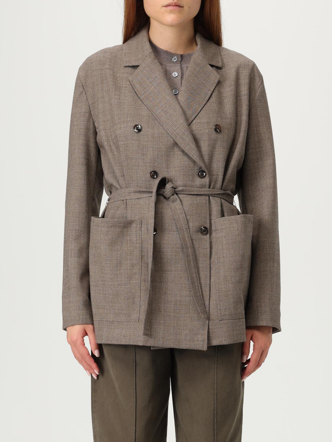 Soeur Double-breasted Brown Jacket With Notched Lapel In Gray