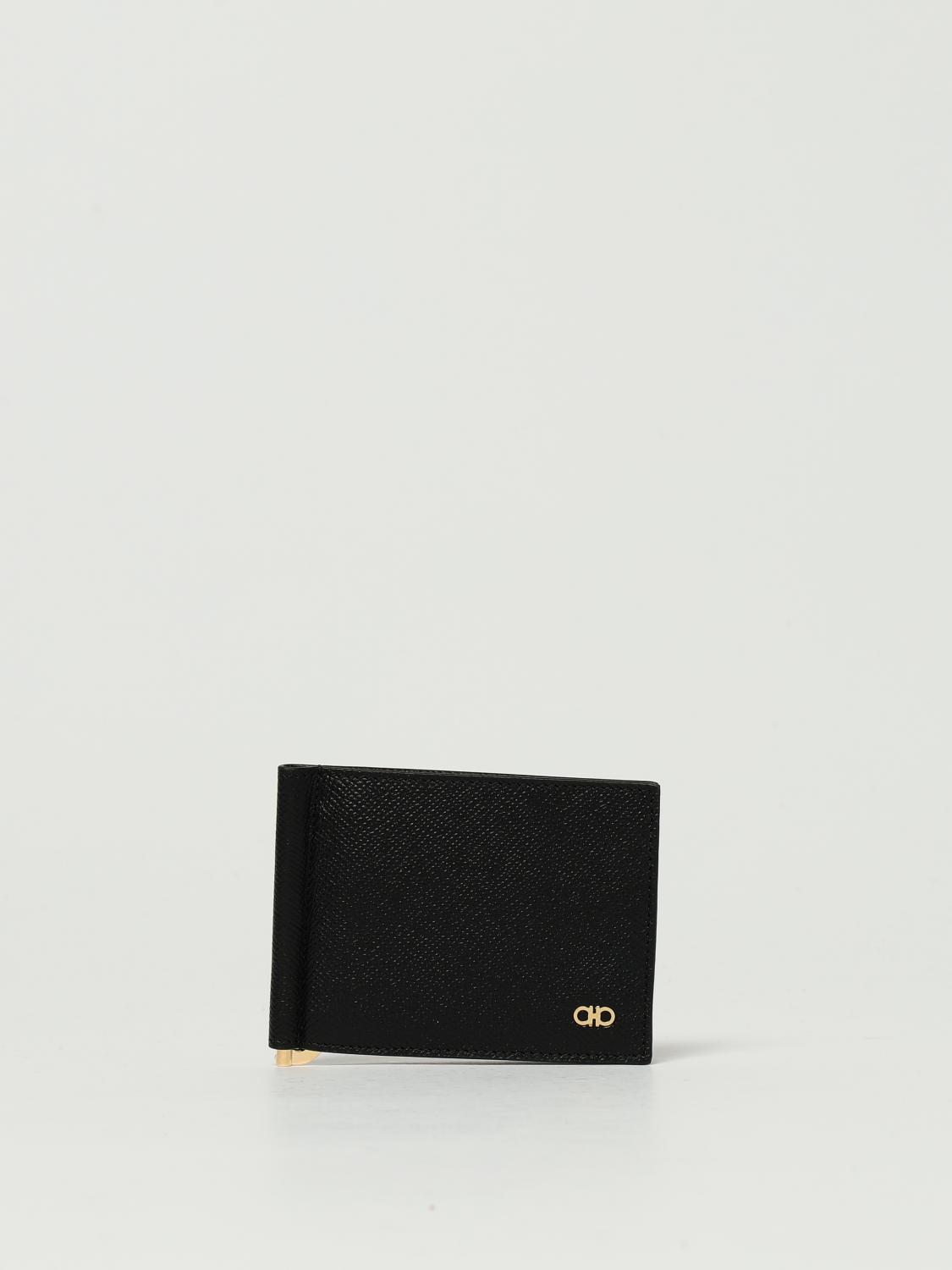 Ferragamo Logo Plaque Bi-fold Wallet In Black