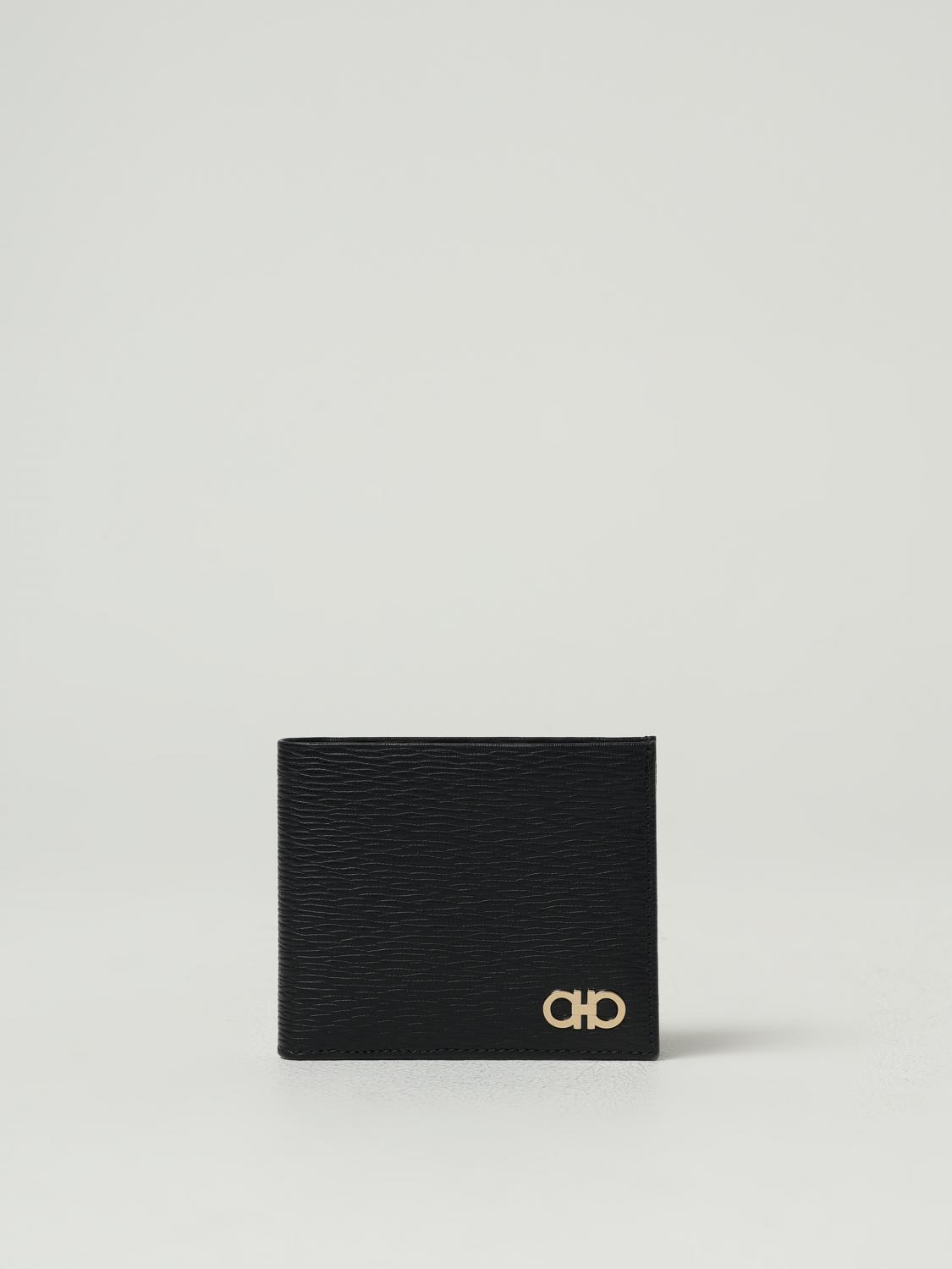 Ferragamo Gancini Bi-fold Leather Wallet In Black