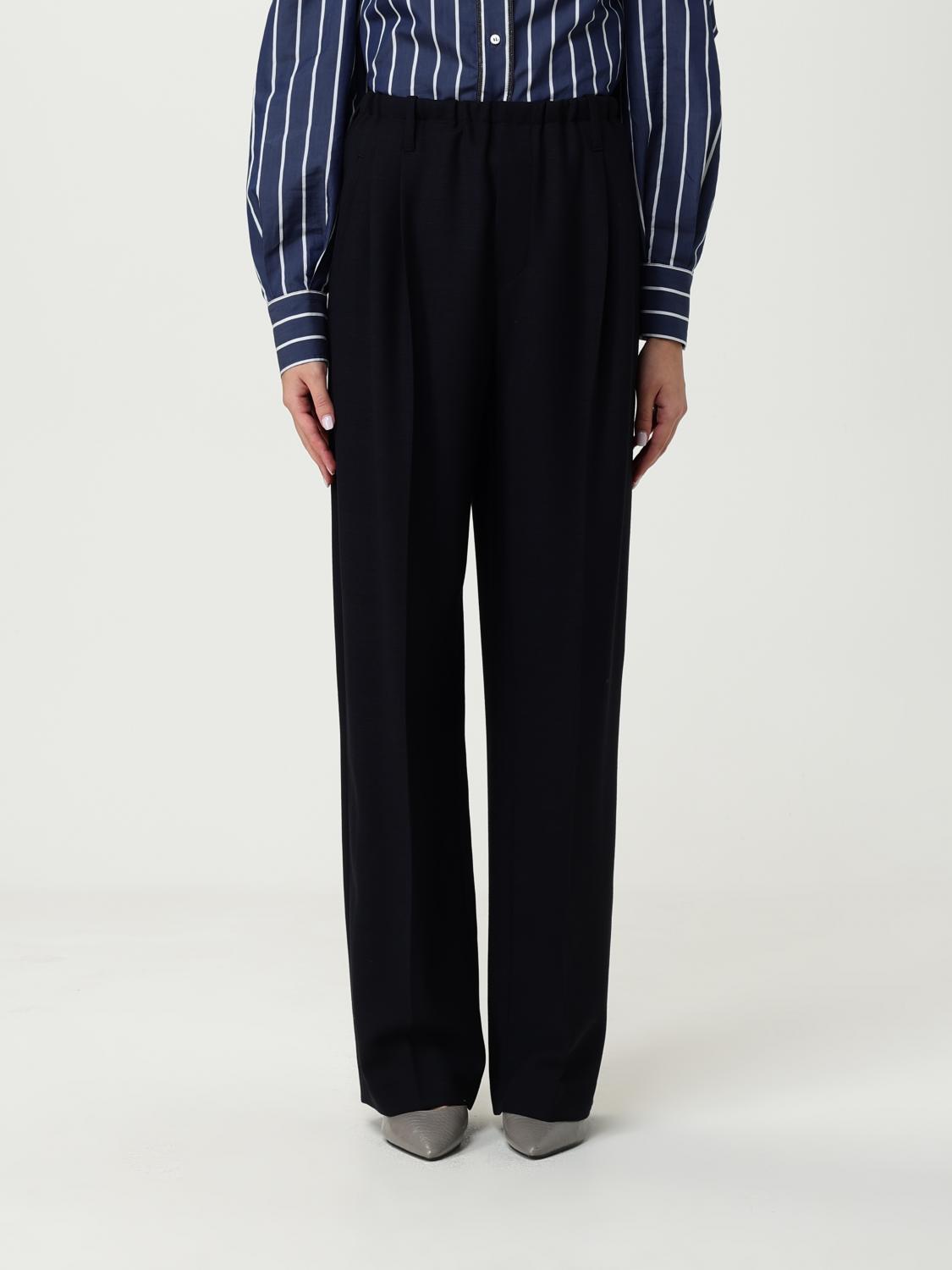 Brunello Cucinelli Pants Woman Color Blue In Black