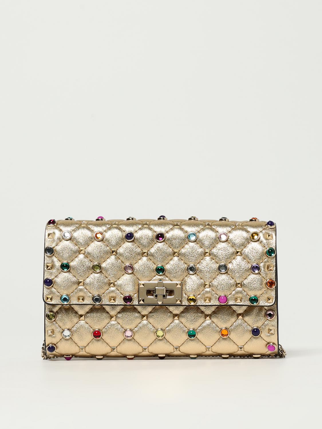 Valentino Rockstud Spike Jewel-embellished Pochette In Brown