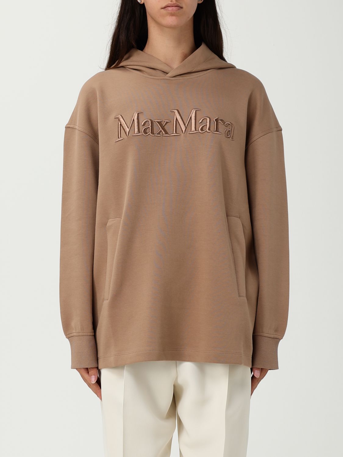 Max Mara Brown Logo Oversized Hoodie In Brown