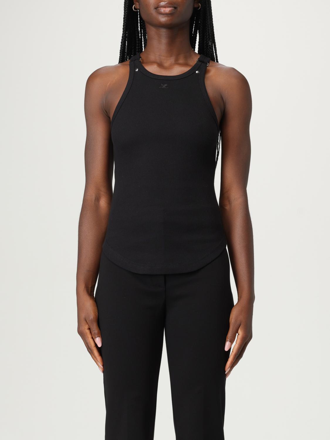 Courrèges Buckle 90s Rib Tank Top In Black