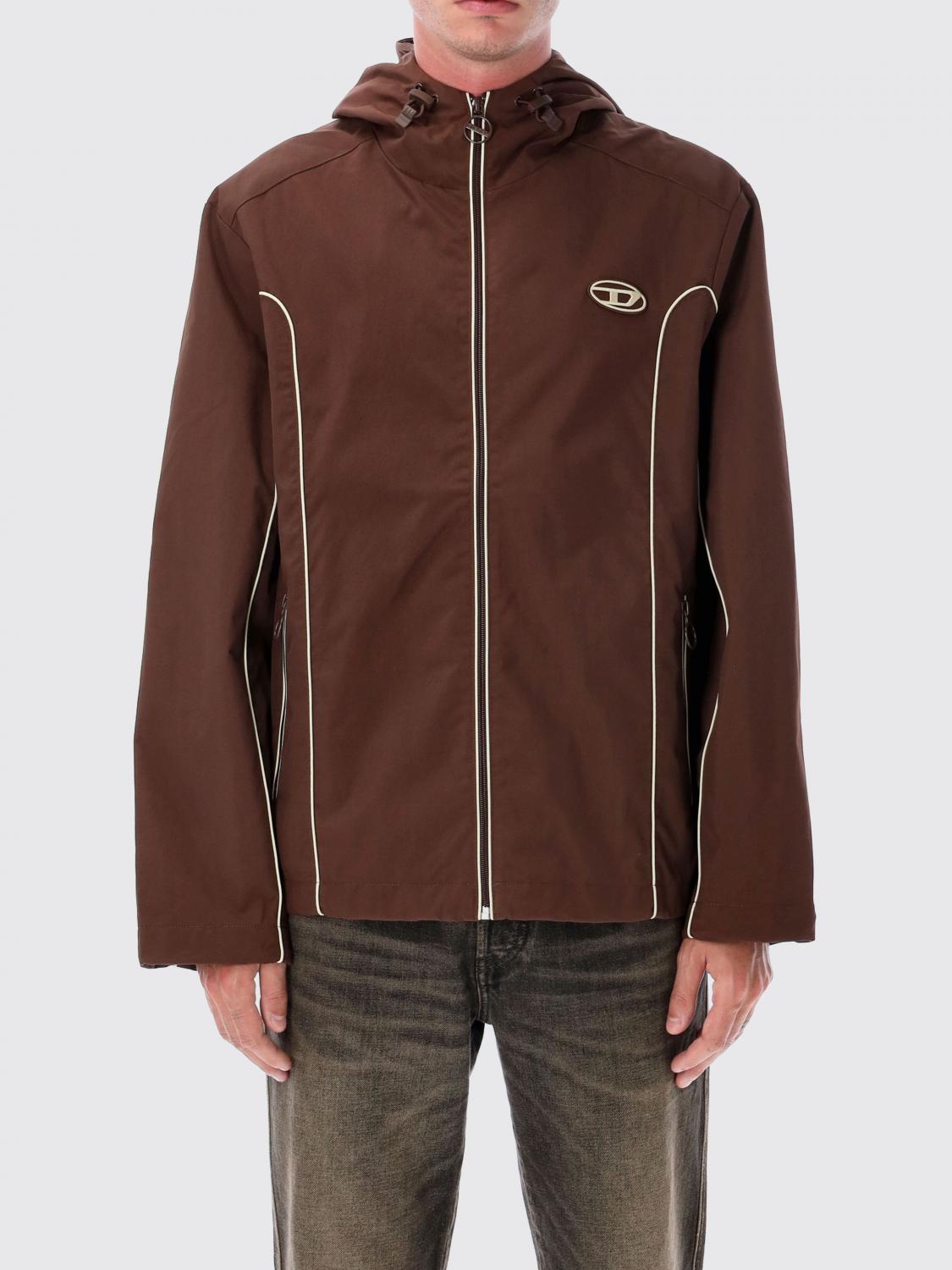 Diesel Piping Contrast Hooded Jacket Side Pockets In Blue