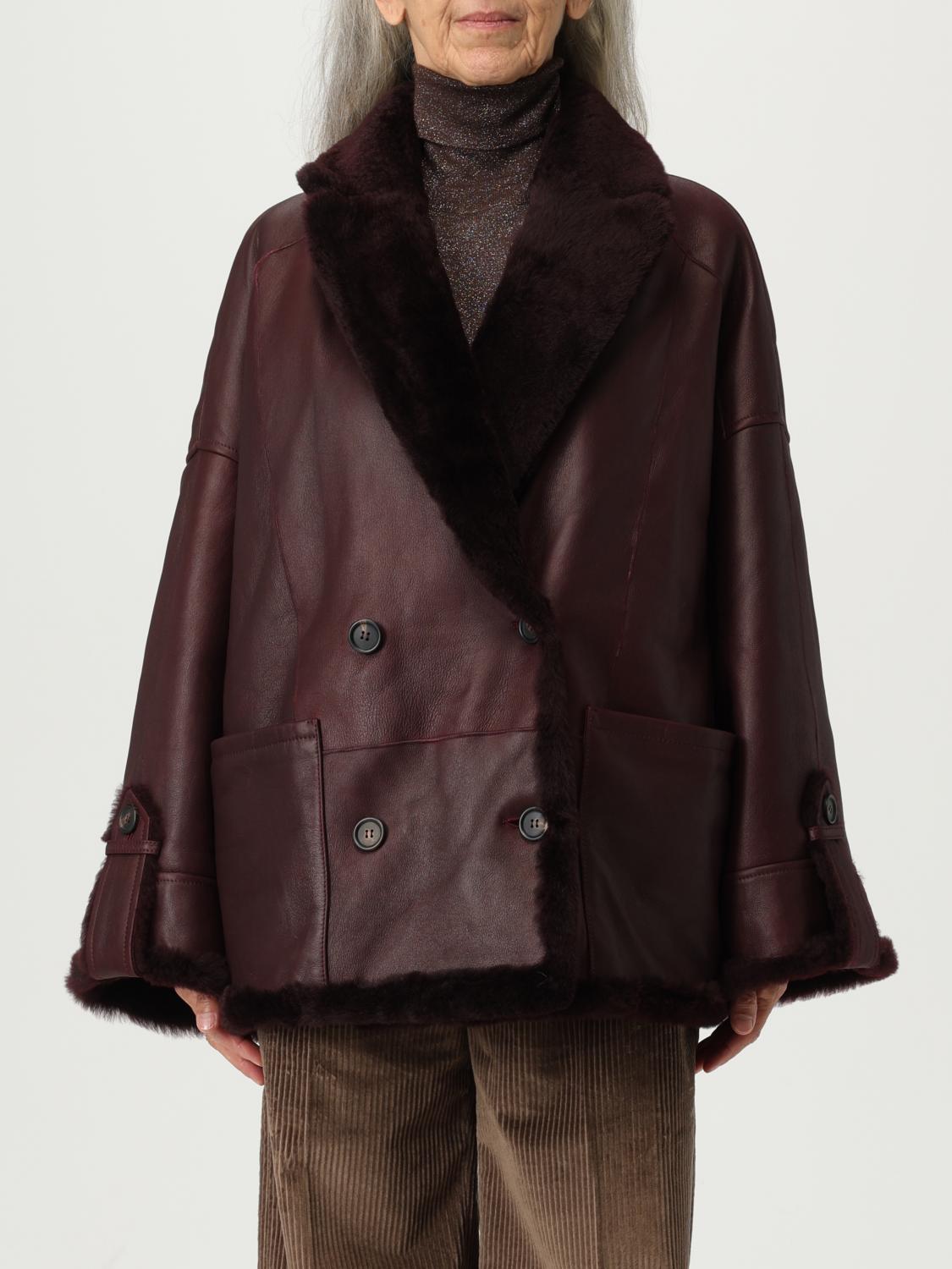 Brunello Cucinelli Fur Coats Woman Color Burgundy In Brown