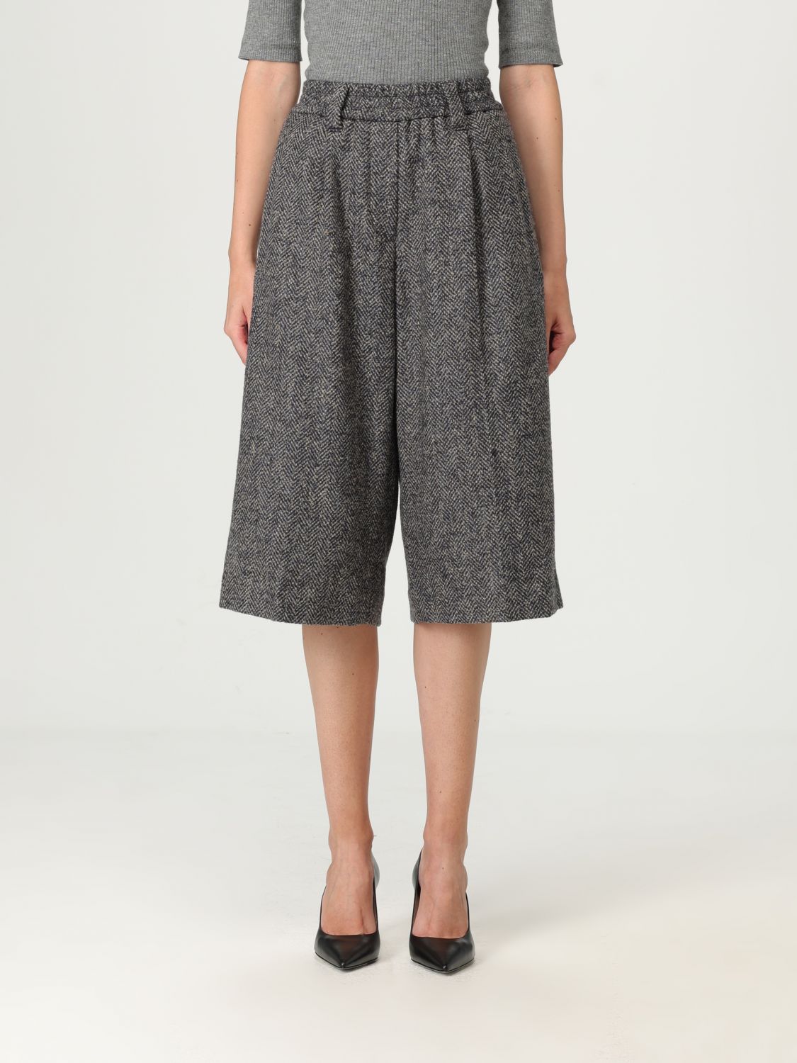 Brunello Cucinelli Grey Wool Bermuda Shorts In Gray
