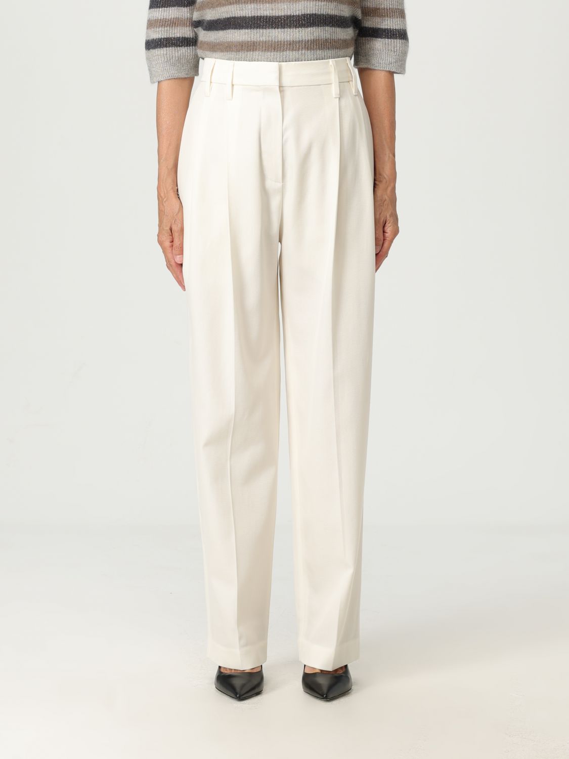 Brunello Cucinelli Pants Woman Color White In White