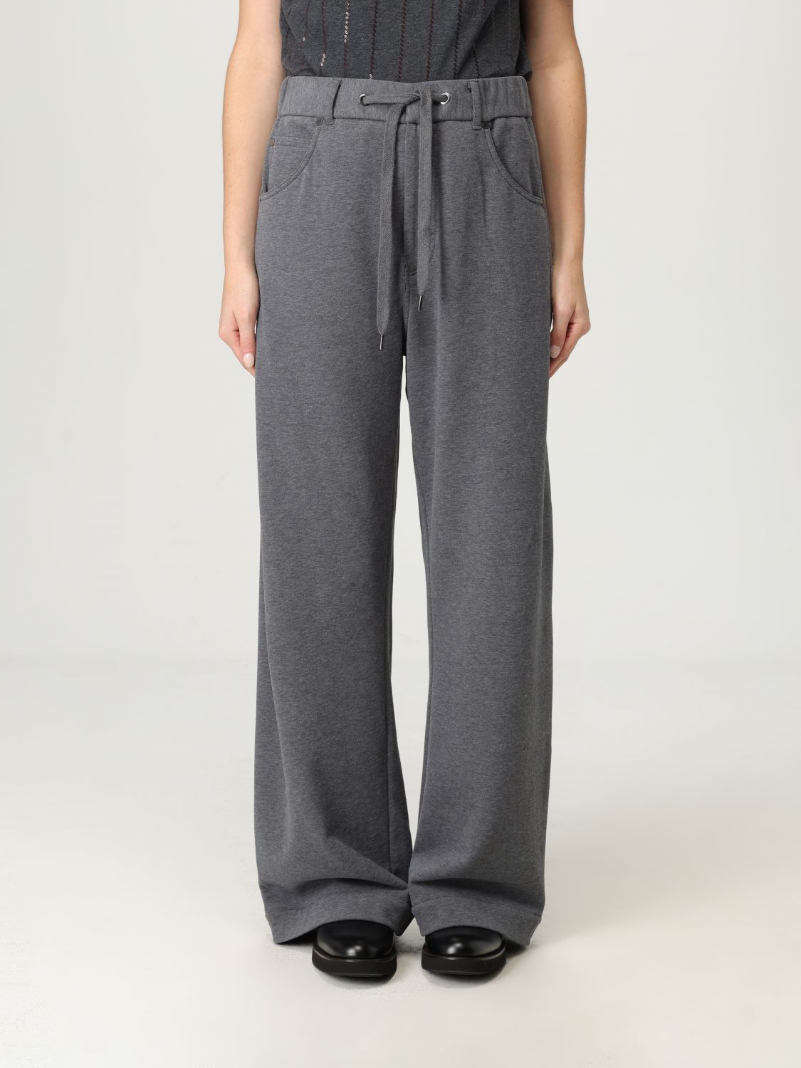 Brunello Cucinelli Pants Woman Color Grey In Gray