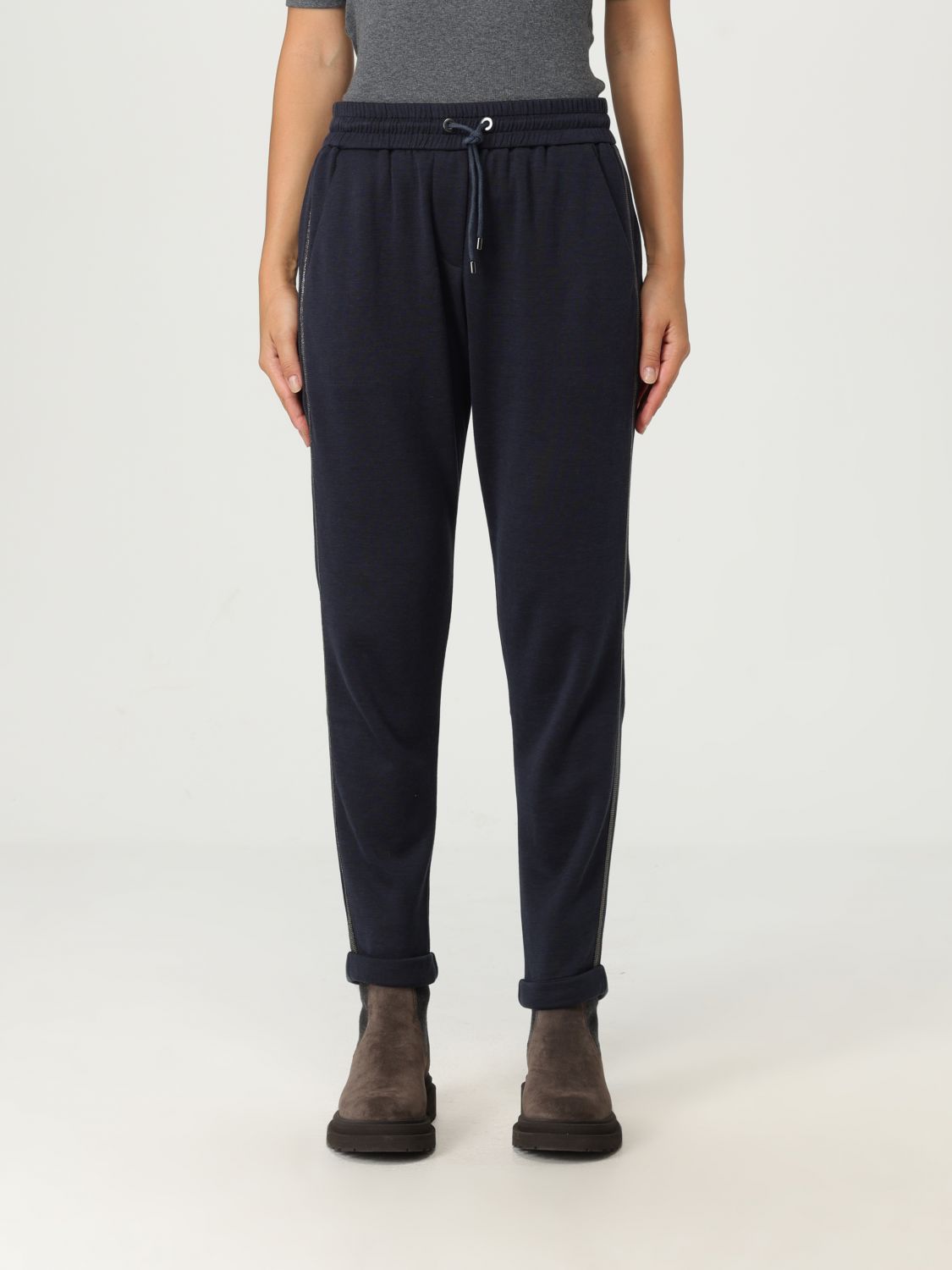 Brunello Cucinelli Monili-detail Drawstring Track Pants In Blue
