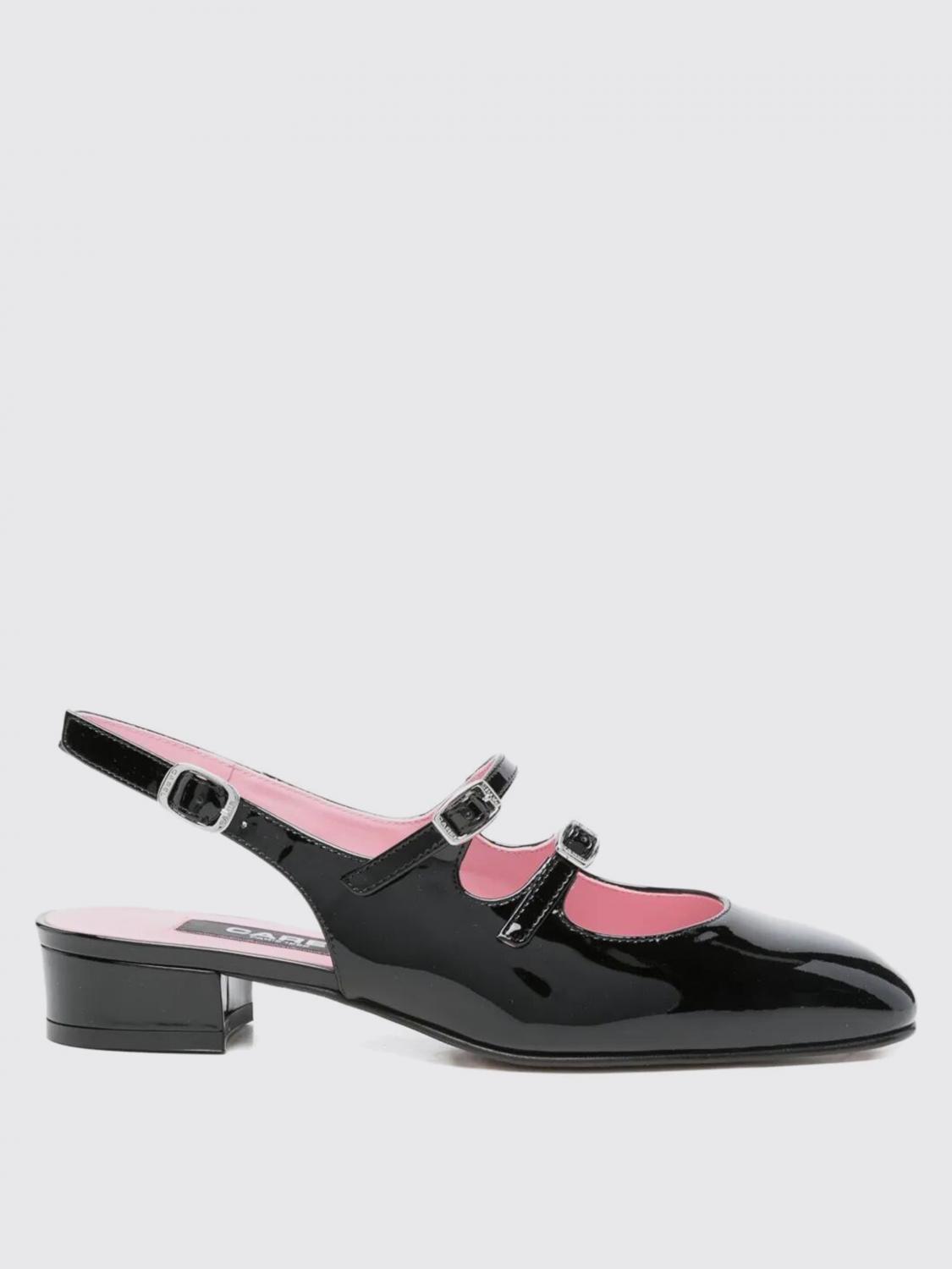 Carel Paris Buckle Block Heel Patent Round Toe In Black