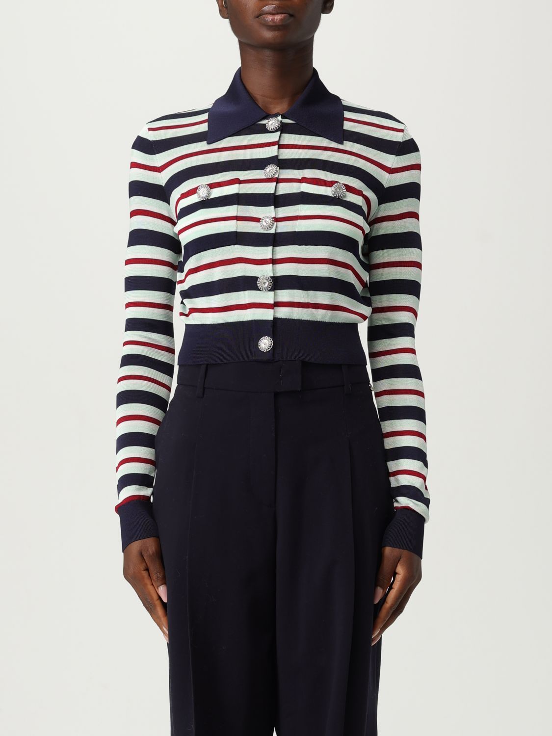 Rotate Birger Christensen Polo Shirt Rotate Woman Color Multicolor In Blue