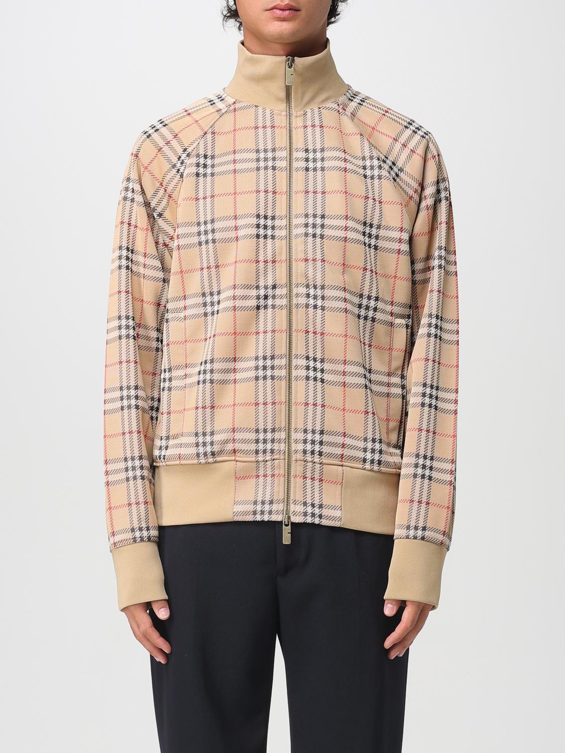 Burberry Beige Sweatshirt With Check Motif In Jacquard In Neutral