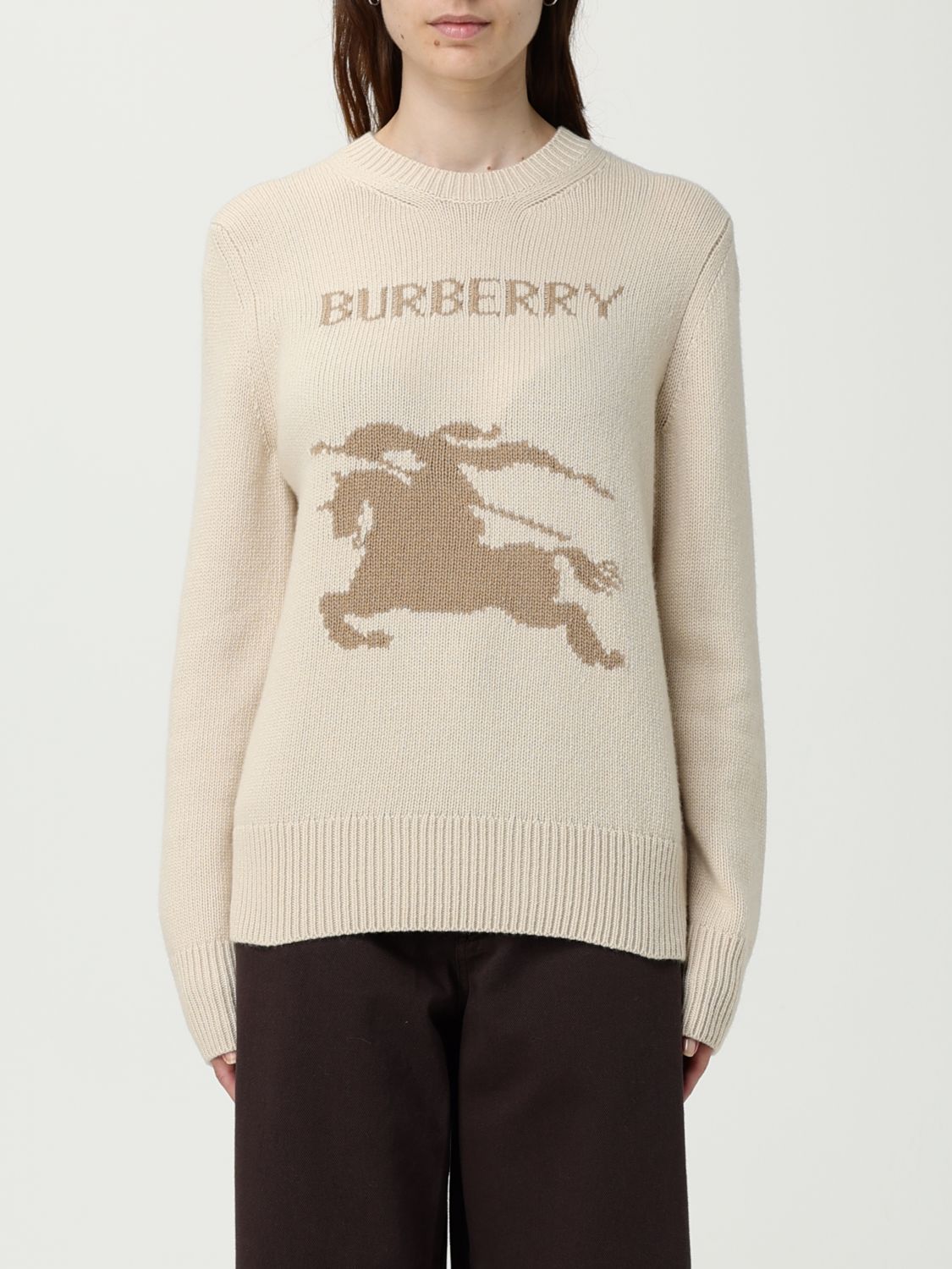 Burberry Equestrian Knight Wool Sweater In Neutral