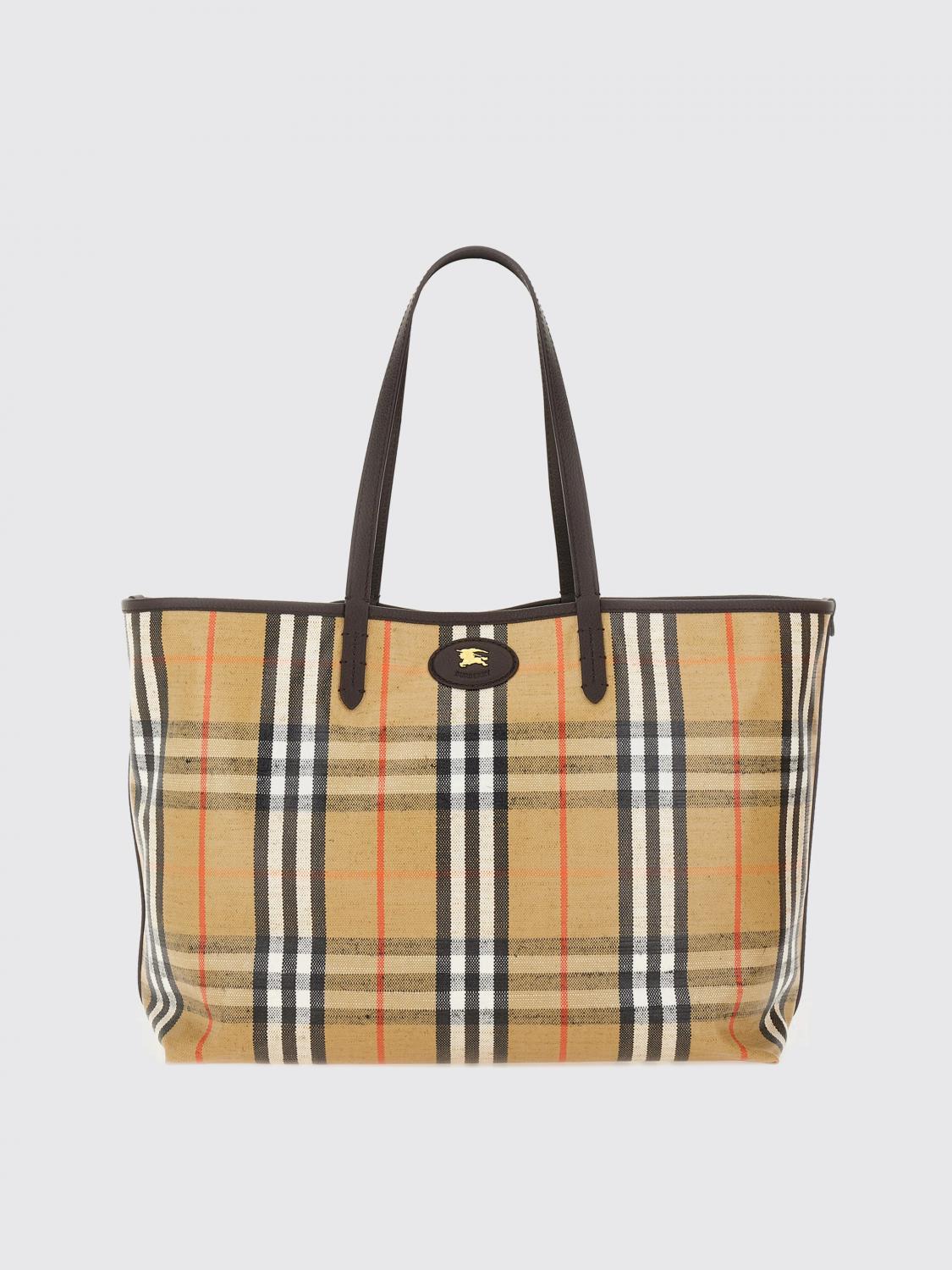 Burberry Womens Highlands Medium Cotton-blend Tote Bag Sand In Brown