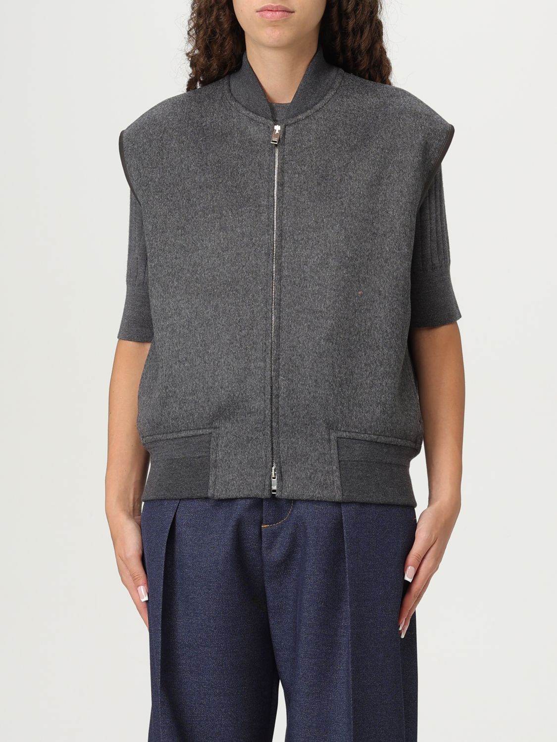 Bottega Veneta Jacket Woman Color Black In Gray
