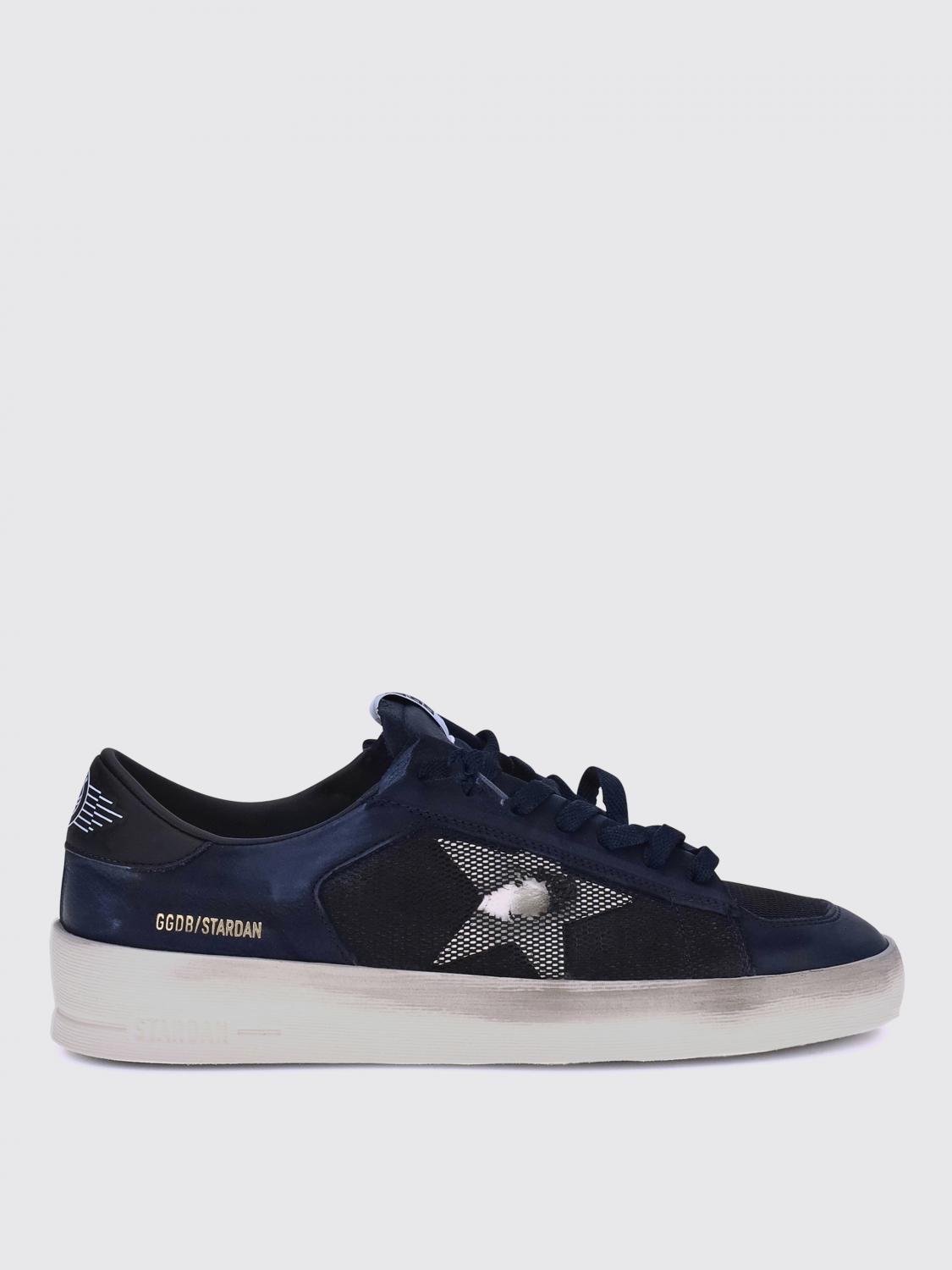 Golden Goose Stardan Suede Leather And Mesh Upper Leather Toe Tongue Heel And Star Sneakers Blue In Blue