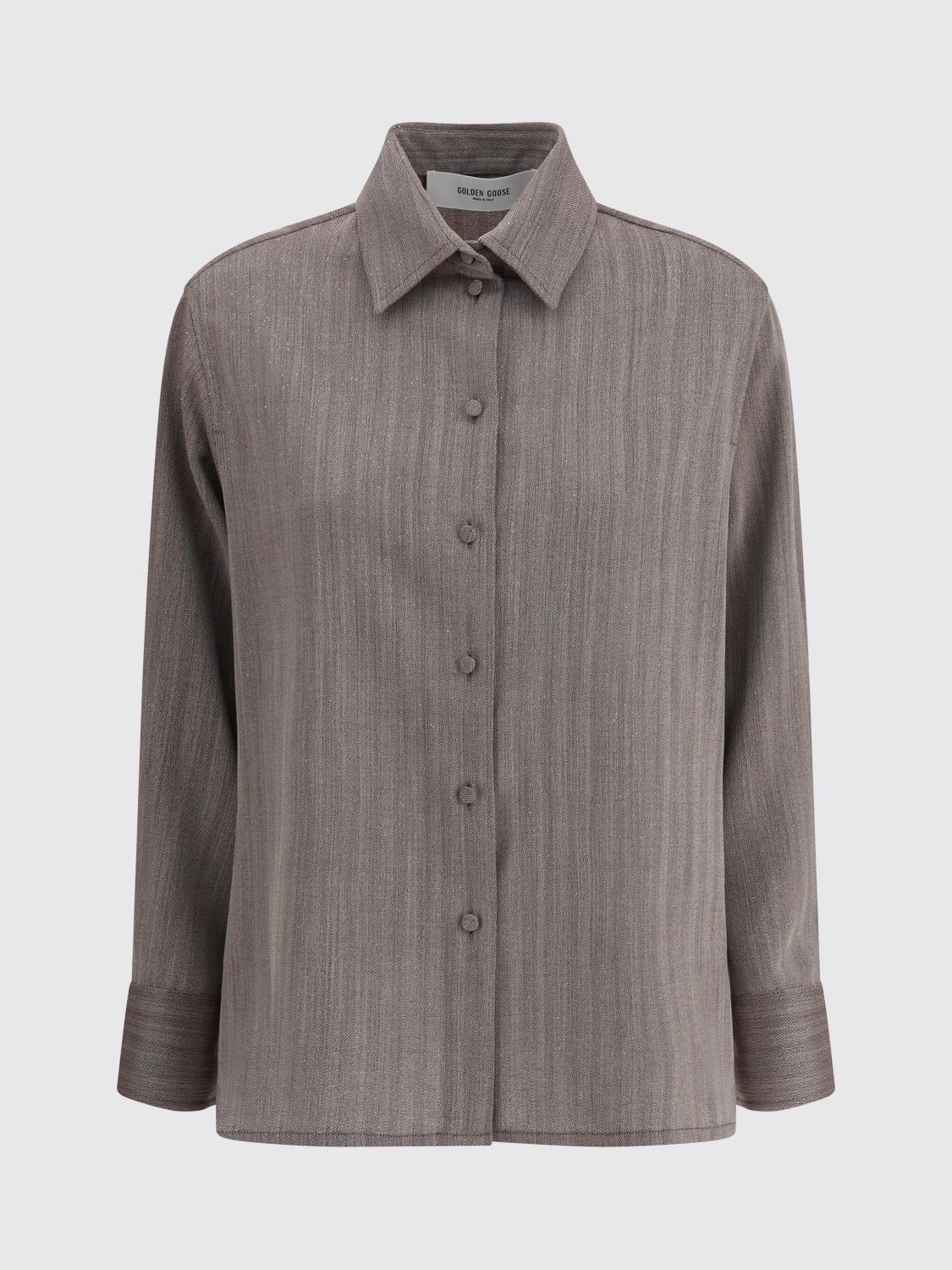 Golden Goose Brown Fleece Wool Dress Shirt In Multi