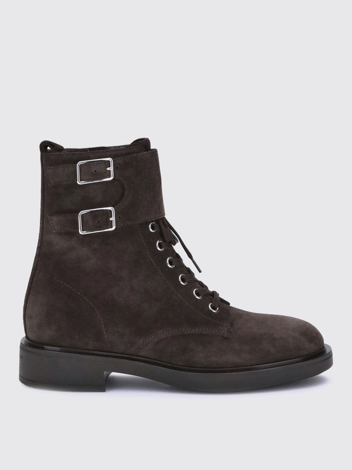 Gianvito Rossi Ripley Buckled Suede Ankle Boots In Brown