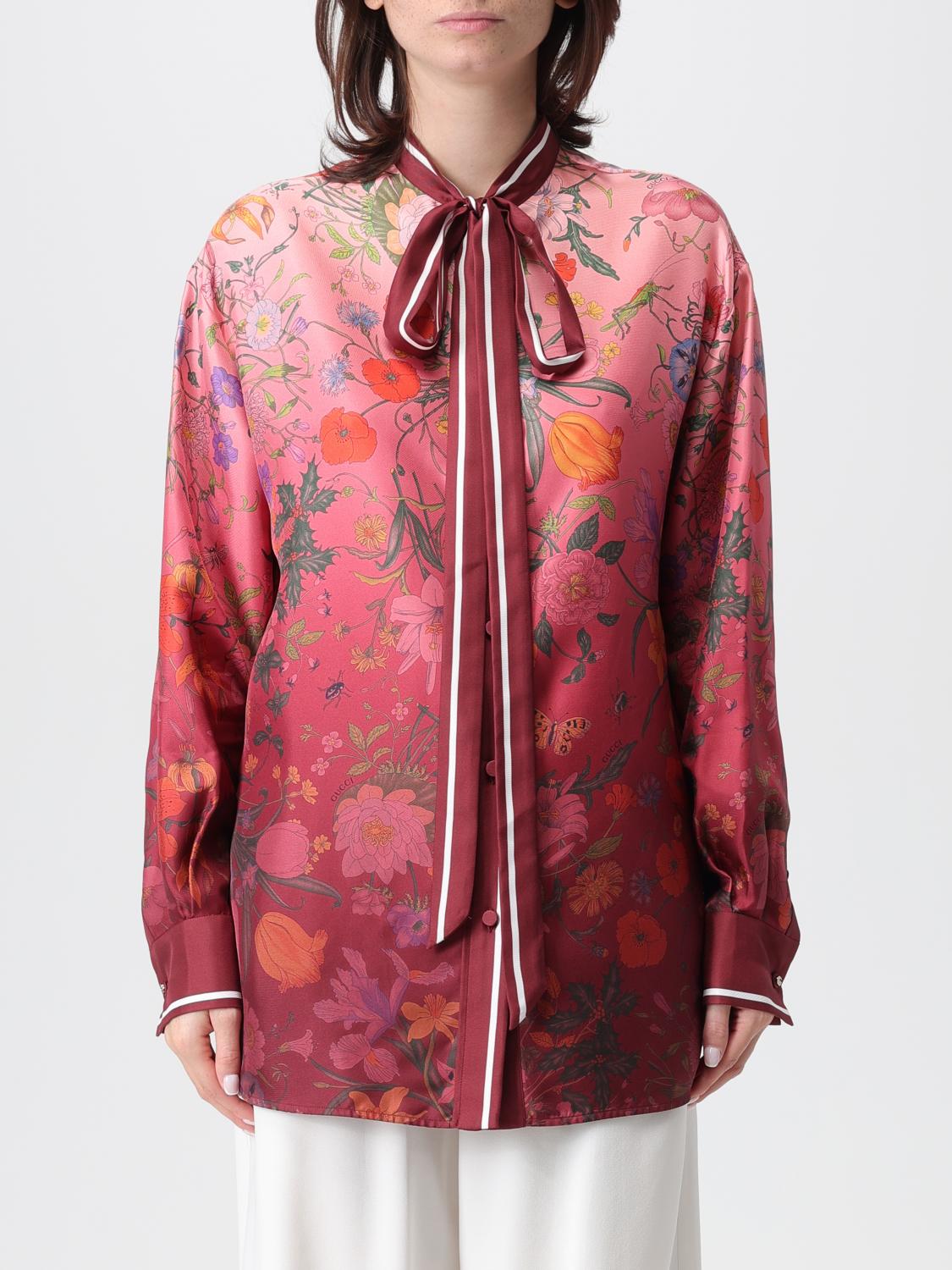 GUCCI Camicia in seta con stampa floreale