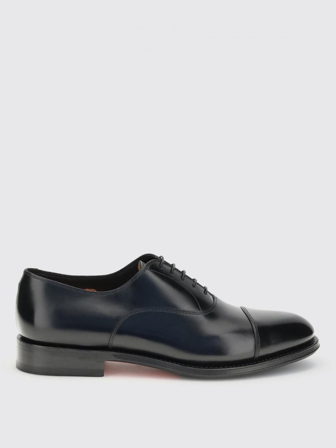 Santoni Man Lace-up Shoes Dark Brown Size 7 Leather In Black