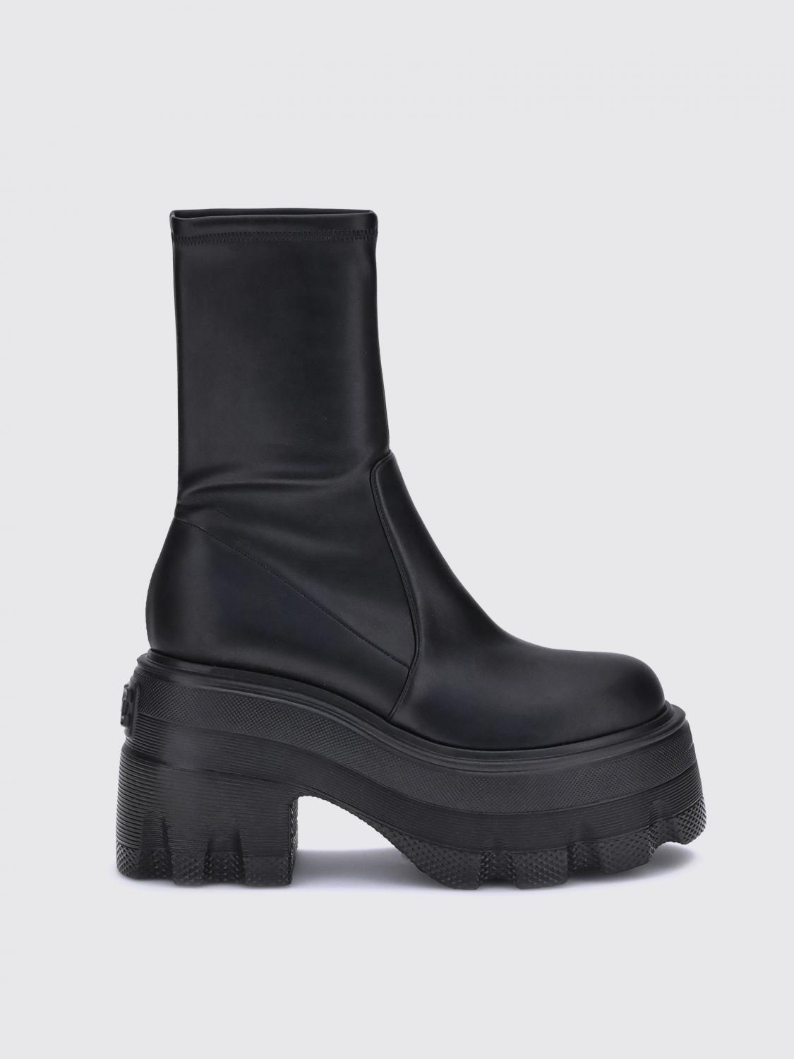Casadei Faux Leather Ankle Boots In Black