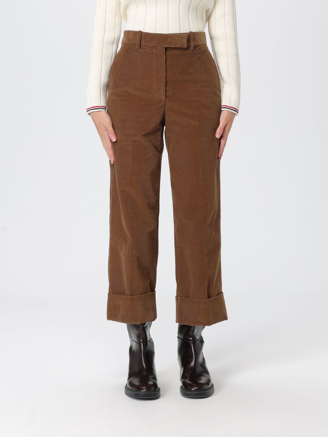 Thom Browne Belt Loop Casual Pants In Brown