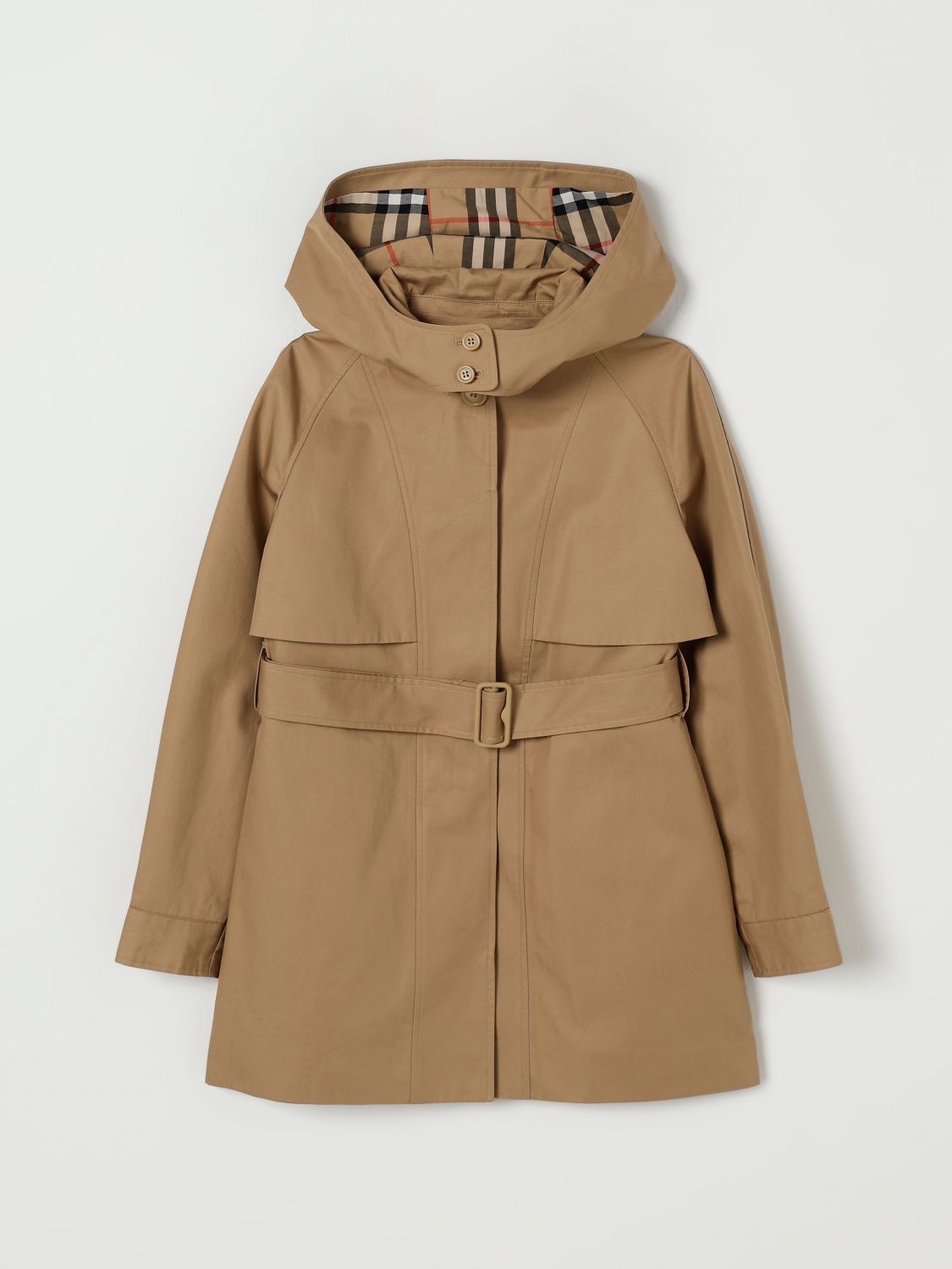 Burberry Childrens Cotton Hooded Trench Coat In Brown
