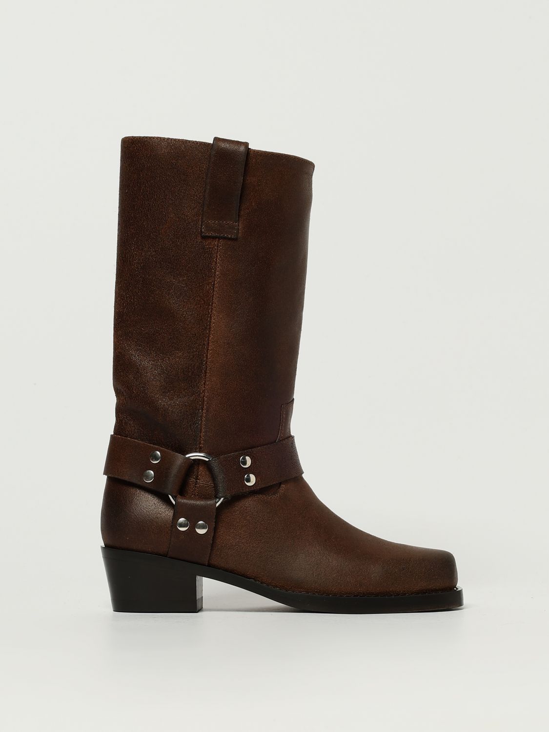Paris Texas Roxy Leather Block Heel Mid-calf Boots In Brown