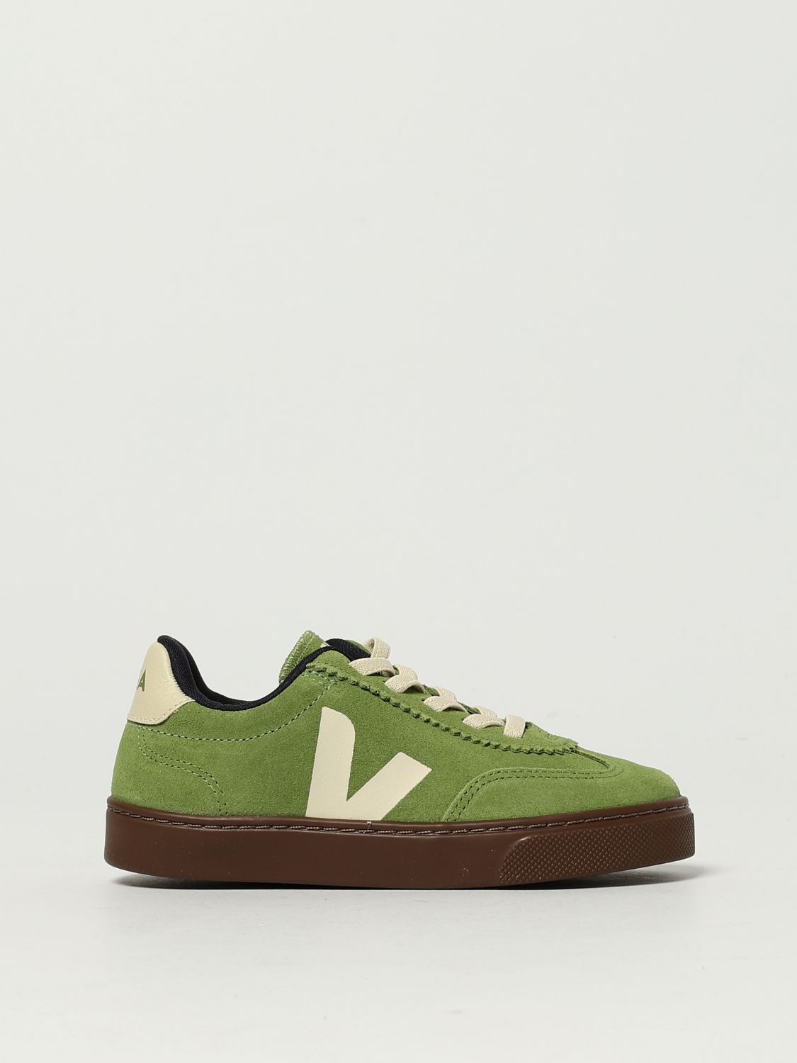 Veja Kids Suede Small Volley Trainers In Green