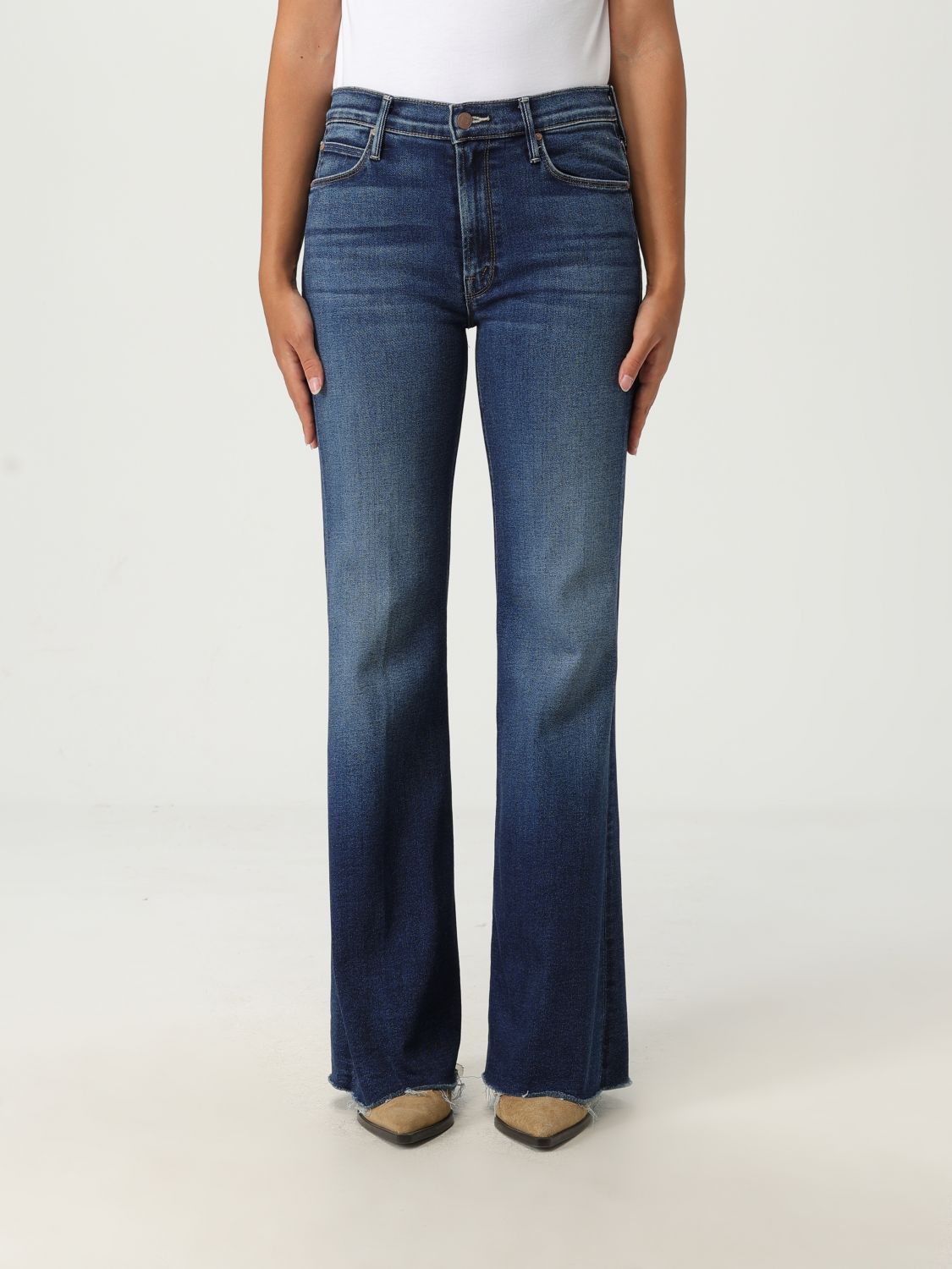 Mother Womens Did You Bring Me Anythin The Bookie Heel Straight-leg High-rise Denim Jeans In Blue