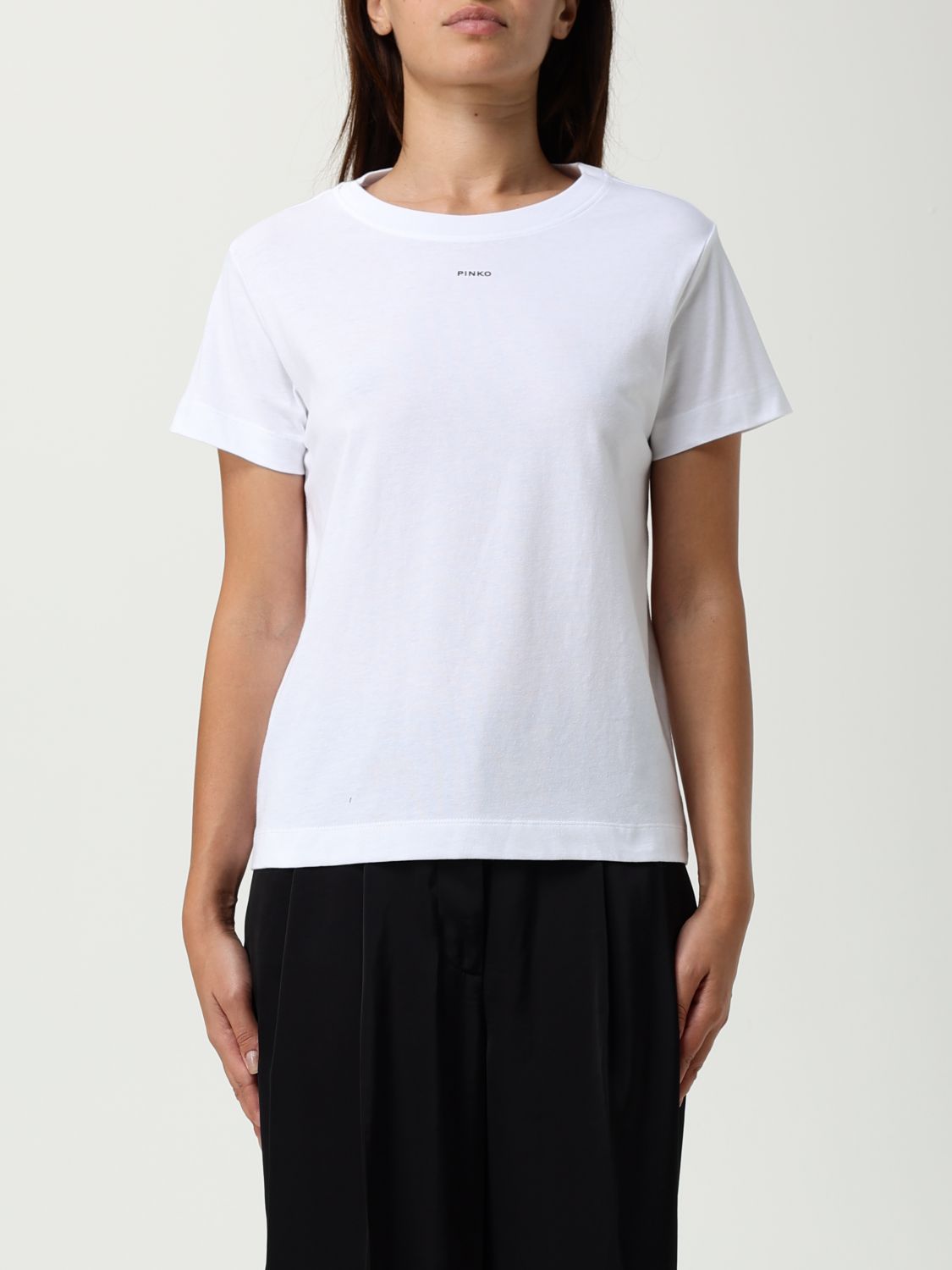 Pinko Logo Printed Crewneck T-shirt In White