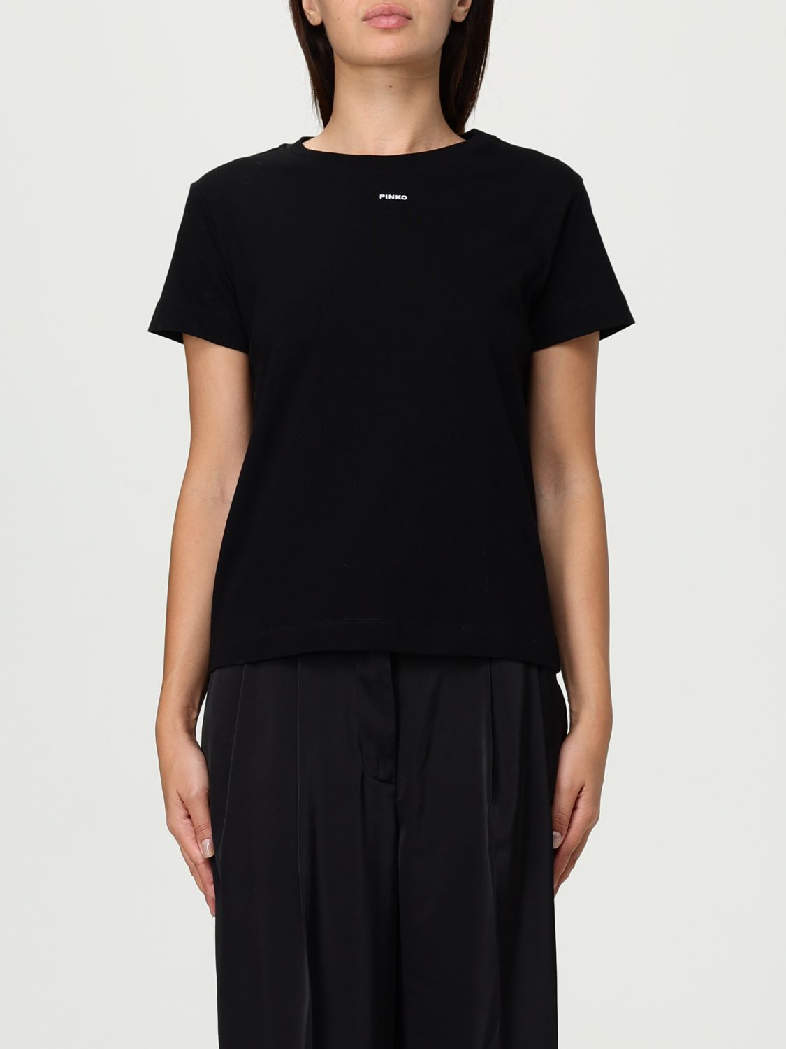 Pinko Mini Logo Crewneck T-shirt In Black