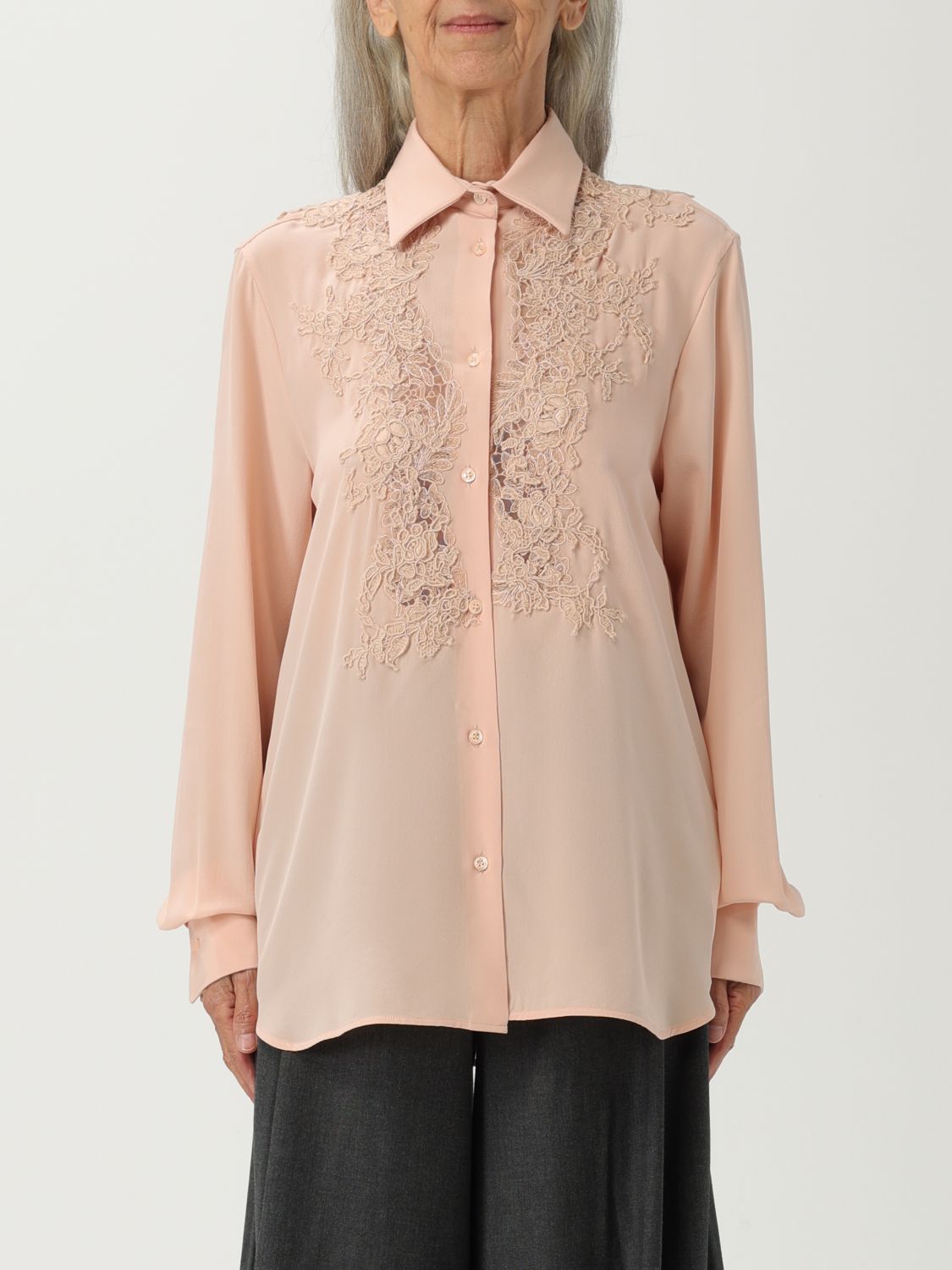 Ermanno Scervino Lace-detail Shirt In Pink