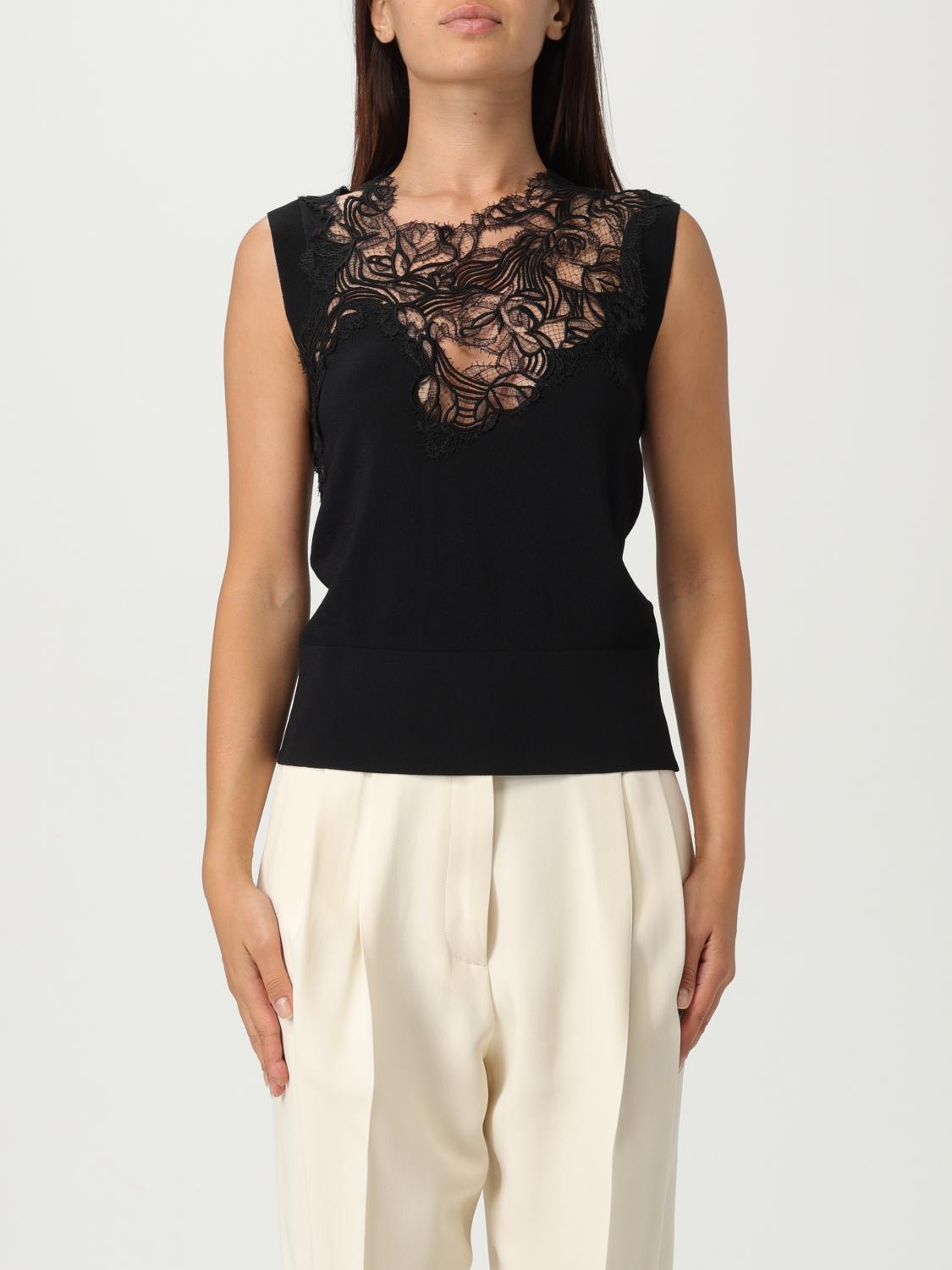 Ermanno Scervino Viscose Blend Top With Lace In Black
