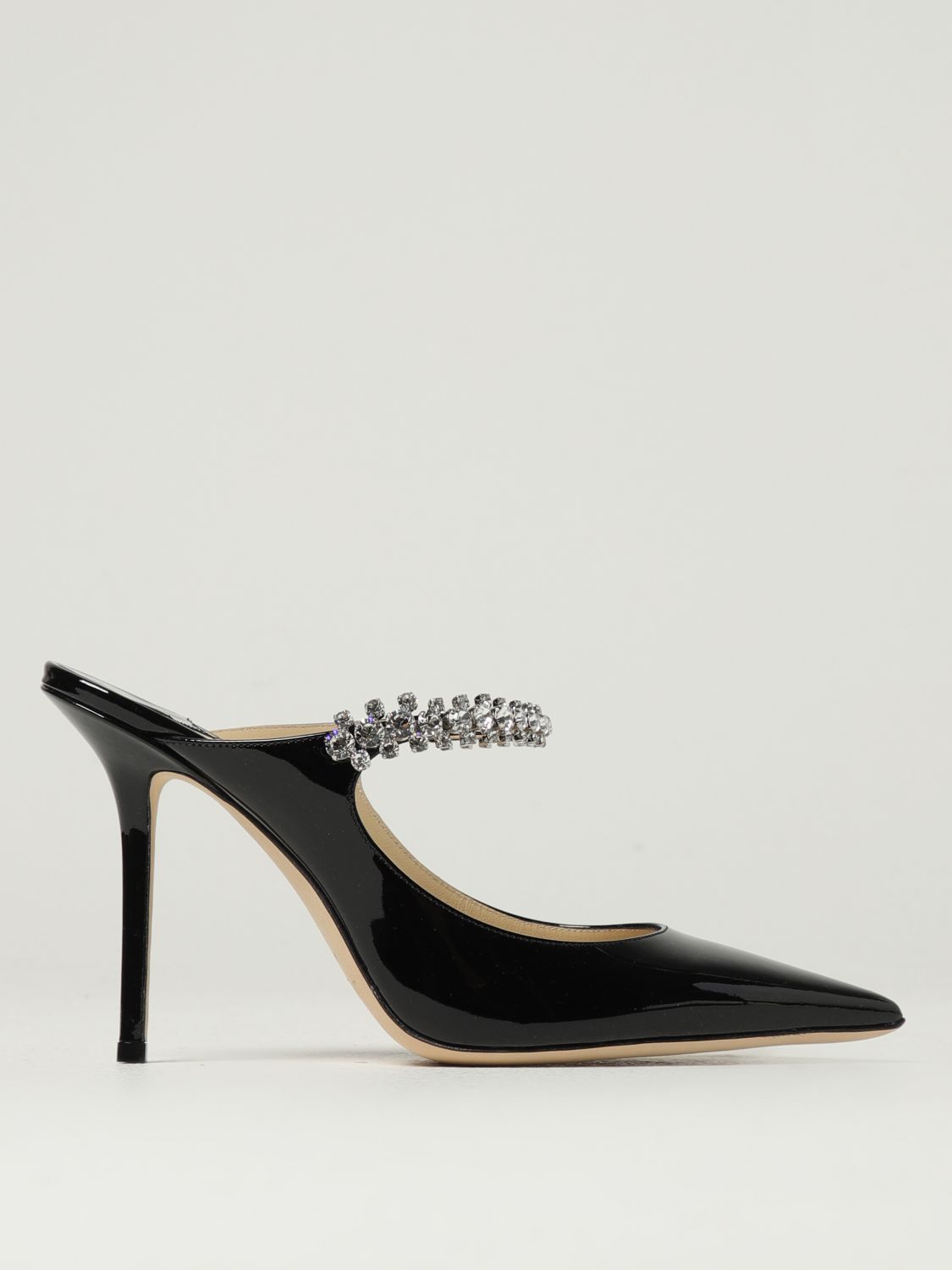 Jimmy Choo Crystal Strap Embellished Mules With 10cm Heel In Black