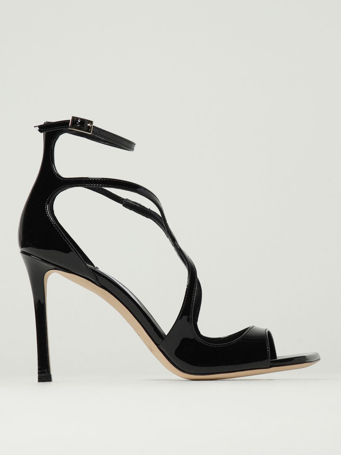 Jimmy Choo Azia95 Sandals With Squared Open Toe And Ankle Strap In Black