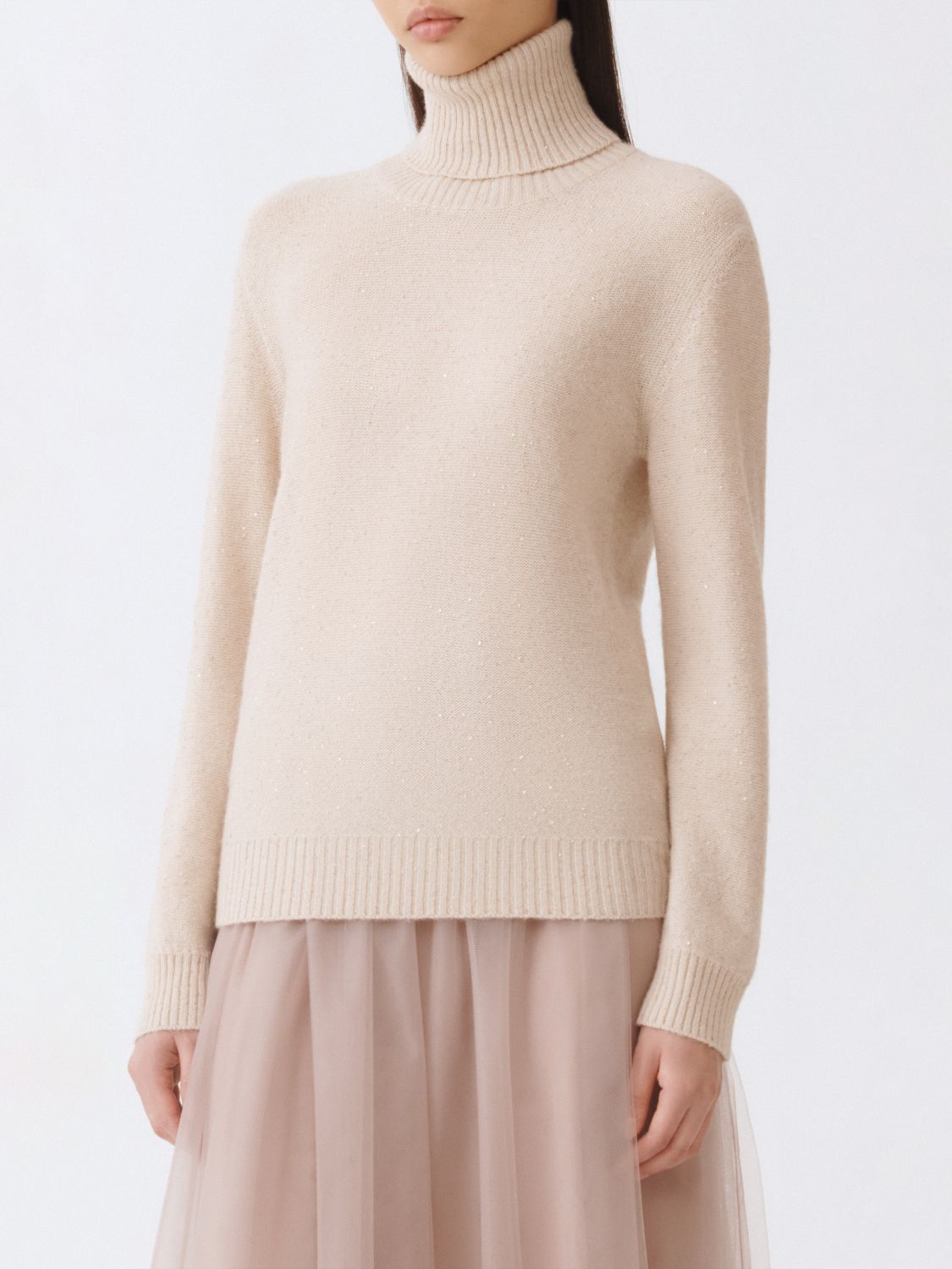 Fabiana Filippi Wool Blend Turtleneck Sweater In Neutral