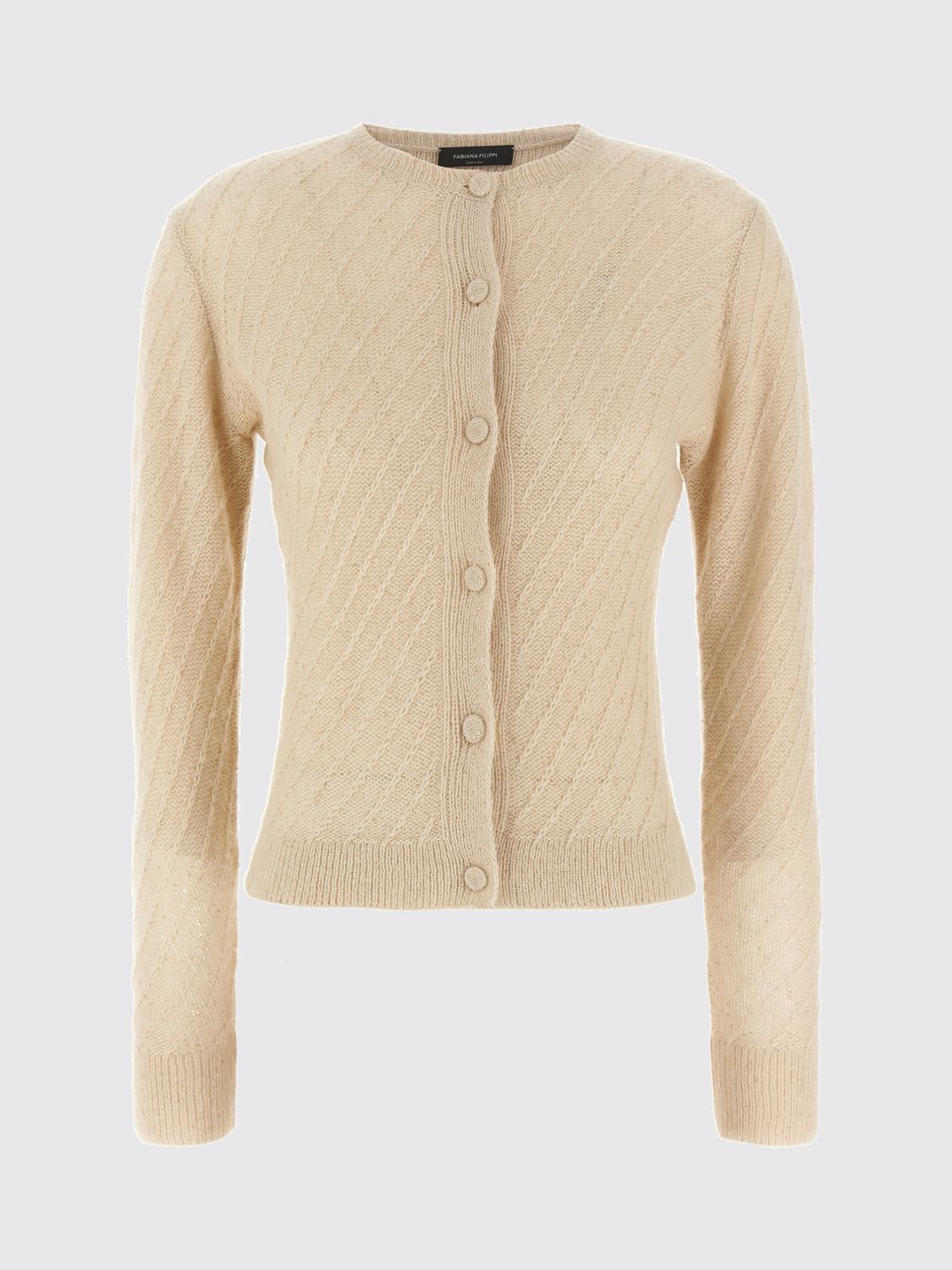 Fabiana Filippi Sequin Crochet Knit Cardigan In Neutral